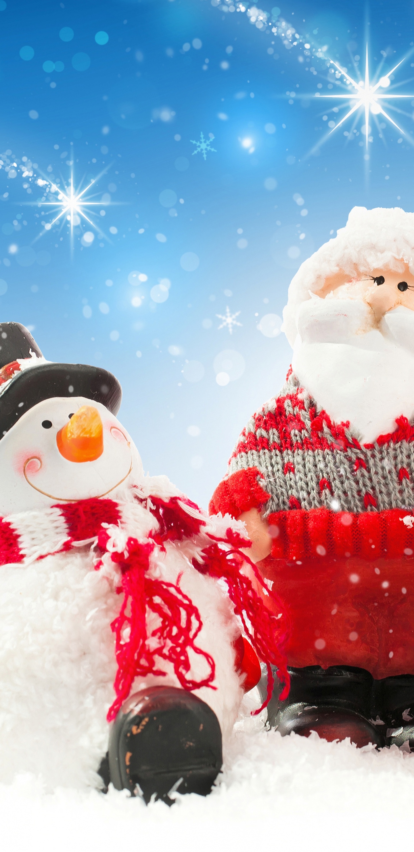 New Year, Christmas Day, Santa Claus, Snowman, Christmas. Wallpaper in 1440x2960 Resolution