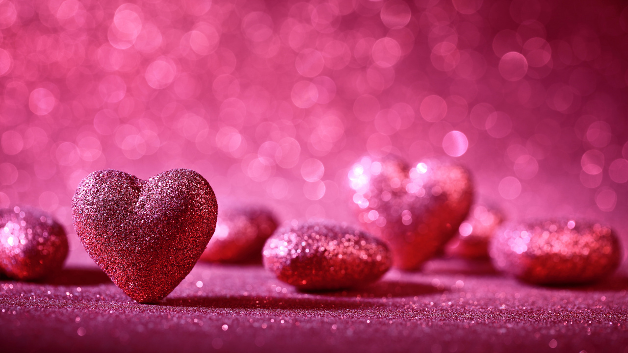 Heart, Pink, Sweetness, Love, Glitter. Wallpaper in 1280x720 Resolution