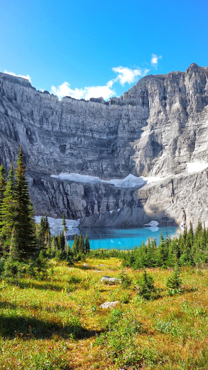 Iceberg Lake, Mountain, Natural Landscape, Mountainous Landforms, Nature. Wallpaper in 720x1280 Resolution