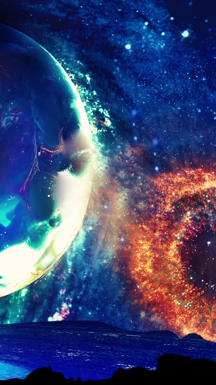 Blauer Und Roter Planet Erde. Wallpaper in 720x1280 Resolution