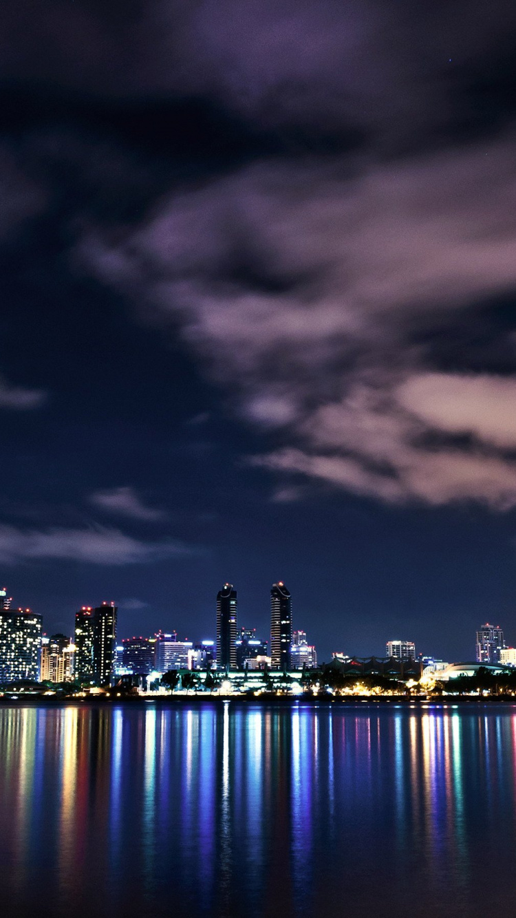 City Skyline During Night Time. Wallpaper in 750x1334 Resolution