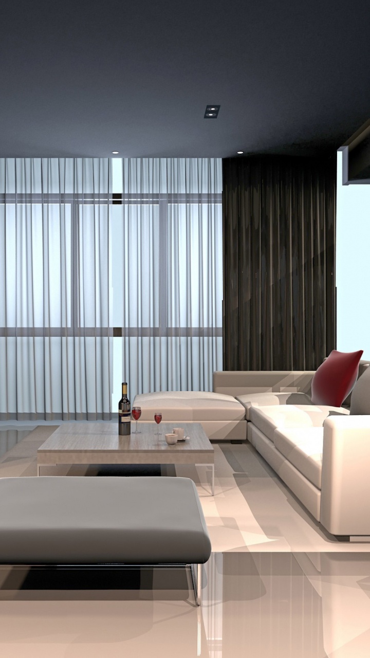 Sala de Estar Blanca y Marrón. Wallpaper in 720x1280 Resolution