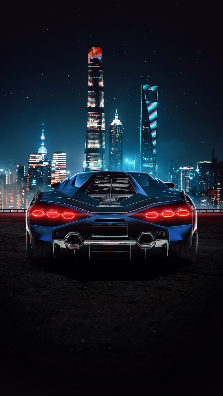 Lamborghini, Supercar, Bâtiment, Gratte-ciel, Roue. Wallpaper in 750x1334 Resolution