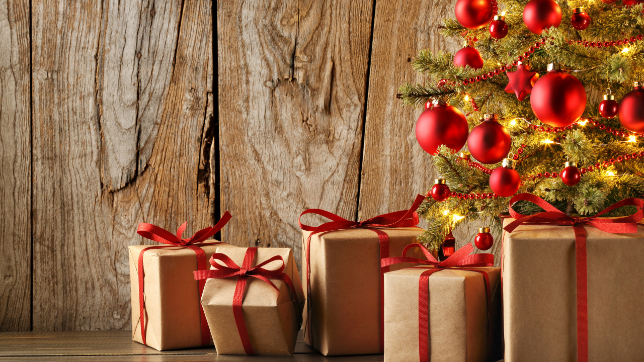 圣诞节那天, 礼物, 圣诞节的装饰品, 礼品包装, 新的一年 壁纸 1280x720 允许