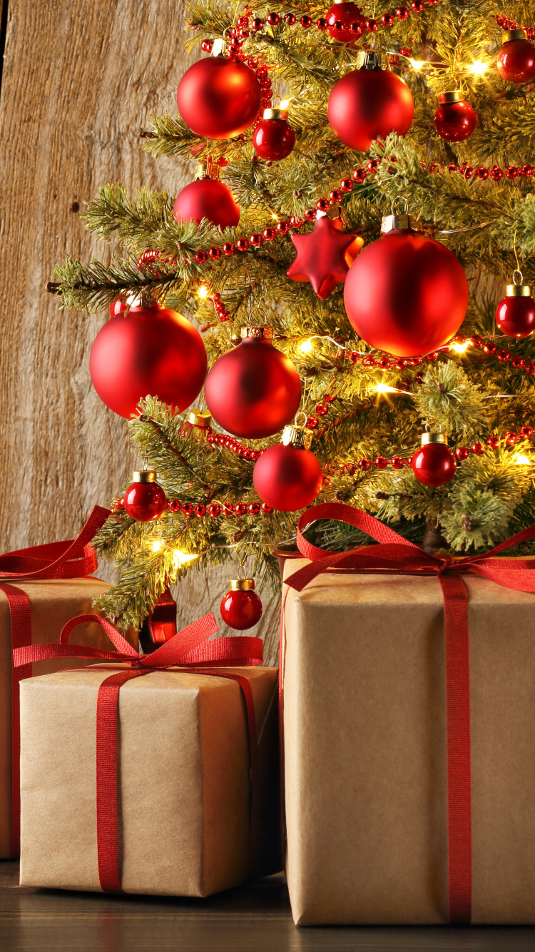 圣诞节那天, 礼物, 圣诞节的装饰品, 礼品包装, 新的一年 壁纸 750x1334 允许