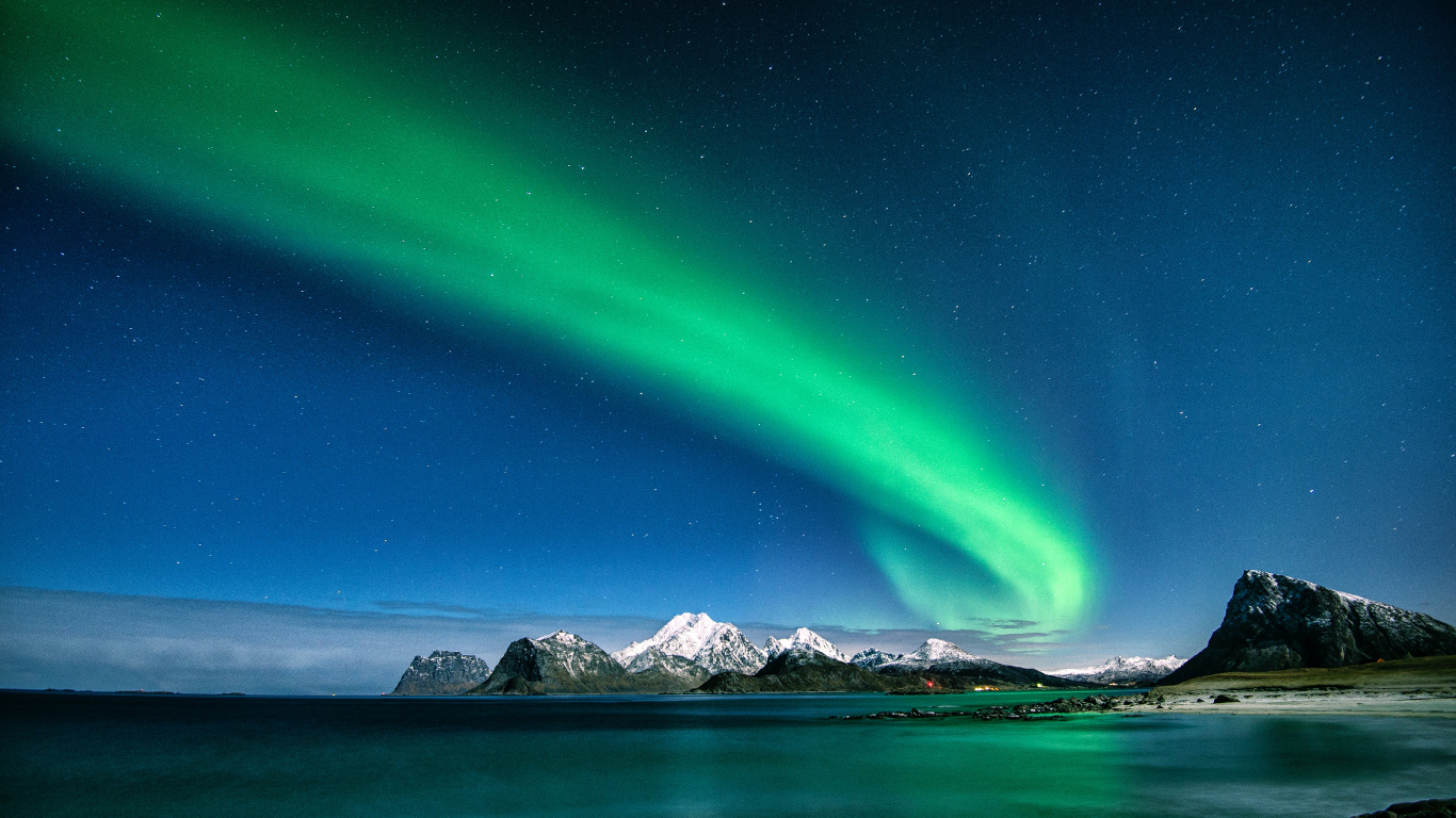 Aurora, Musique de Danse Électronique, Nature, Steve, Paysage Naturel. Wallpaper in 1366x768 Resolution