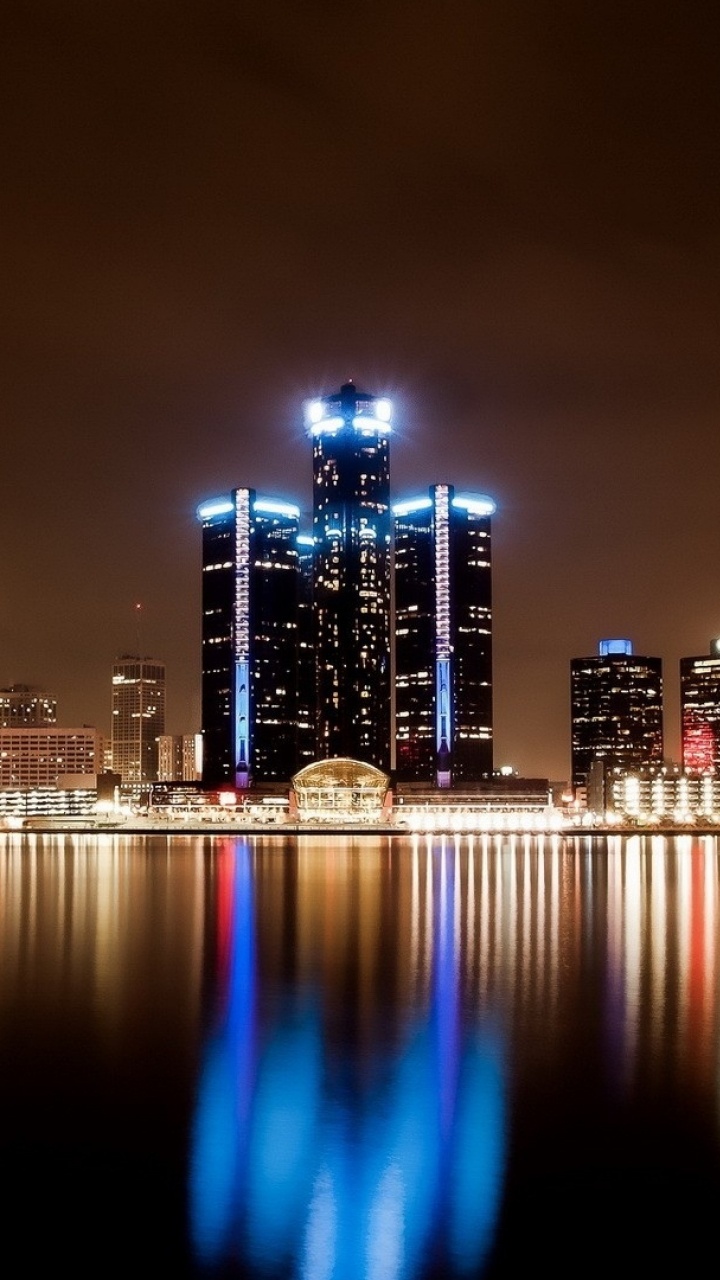 City Skyline During Night Time. Wallpaper in 720x1280 Resolution