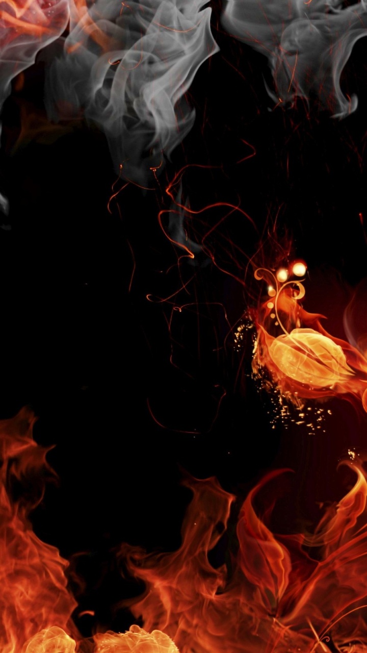 Orange Und Weiße Flammenillustration. Wallpaper in 720x1280 Resolution