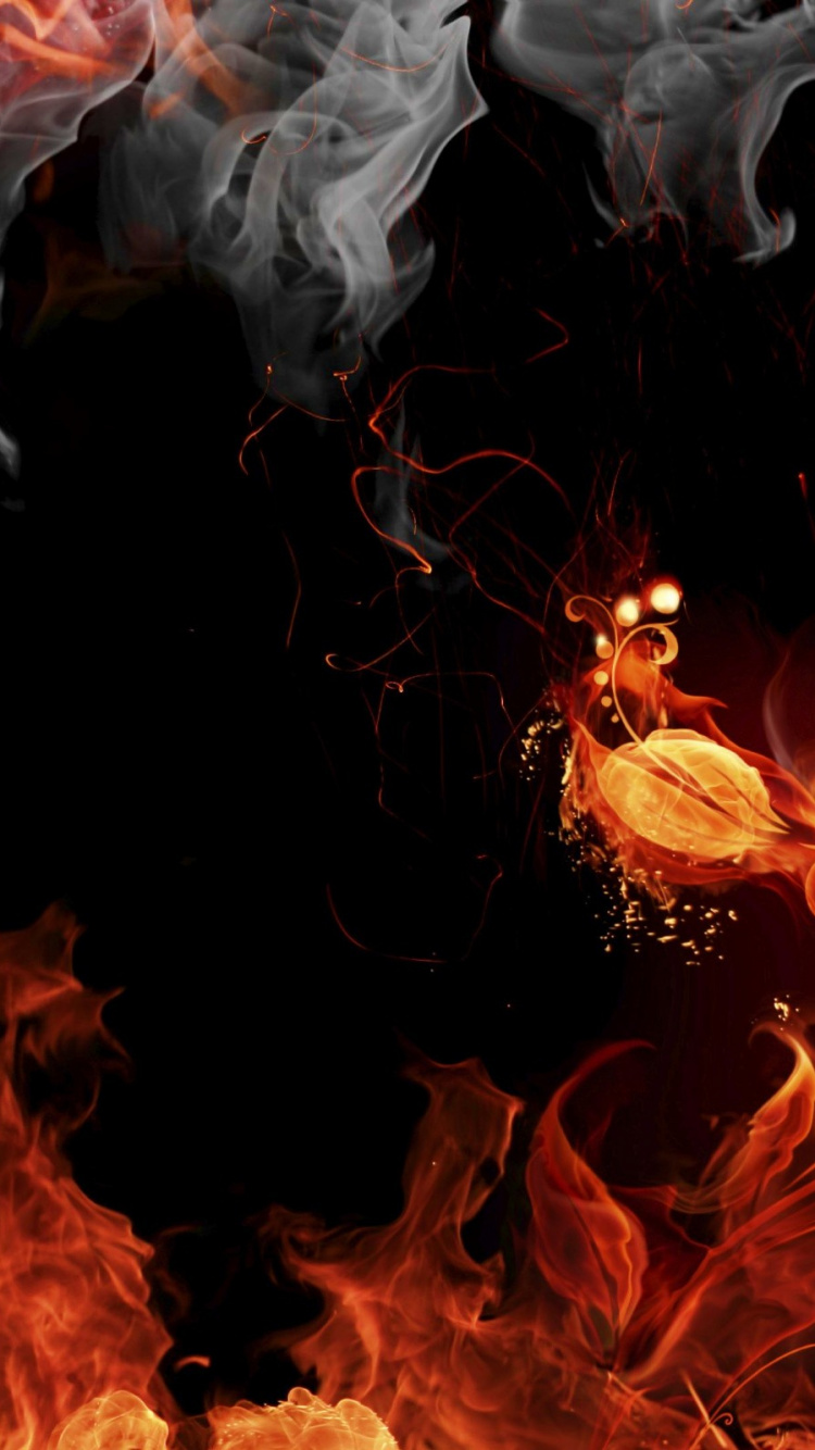 Orange Und Weiße Flammenillustration. Wallpaper in 750x1334 Resolution