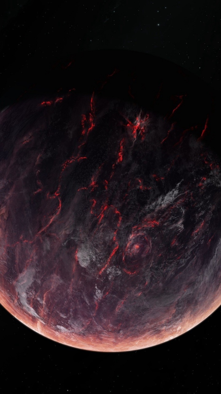 Roter Und Schwarzer Planet Auf Schwarzem Hintergrund. Wallpaper in 720x1280 Resolution