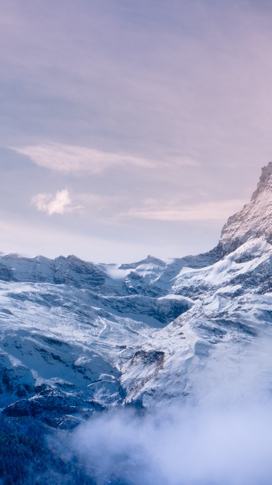 Snow Covered Mountain Under Cloudy Sky During Daytime. Wallpaper in 1080x1920 Resolution