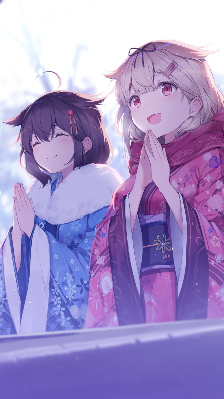 Fille en Personnage D'anime Veste Bleu et Blanc. Wallpaper in 750x1334 Resolution