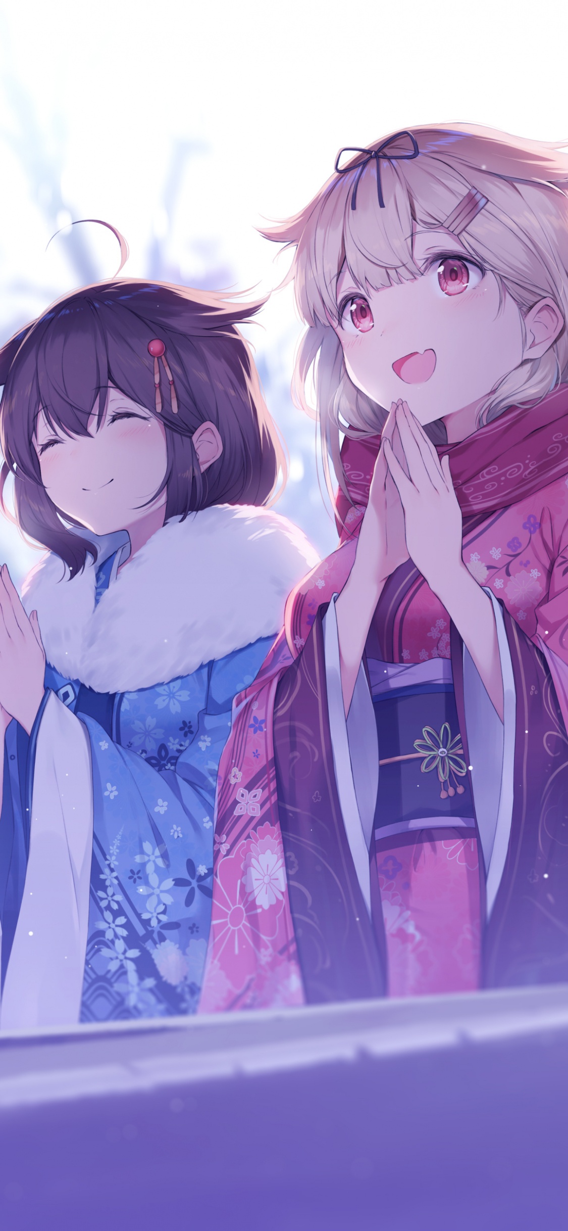 Mädchen in Blau-weißer Jacke Anime-Charakter. Wallpaper in 1125x2436 Resolution