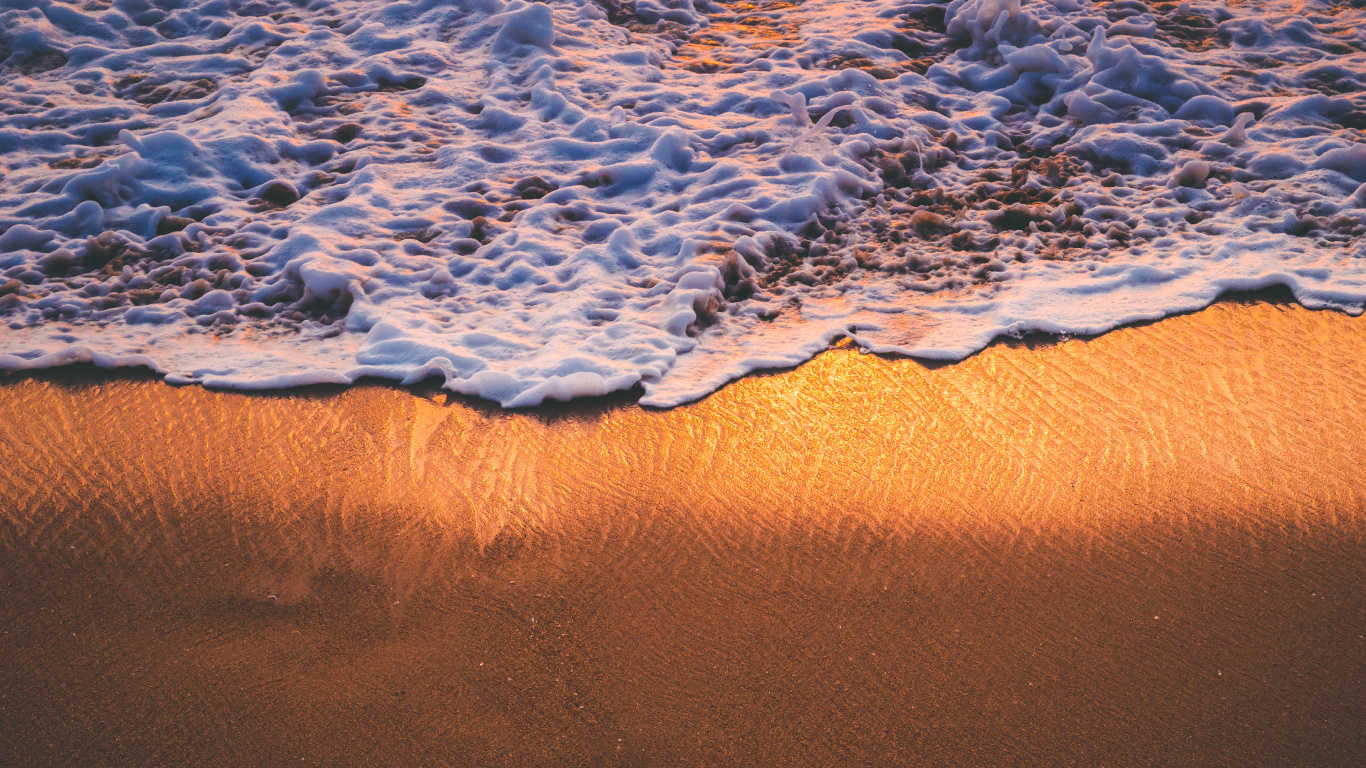 Beach, Sea, Shore, Sand, Wave. Wallpaper in 1366x768 Resolution