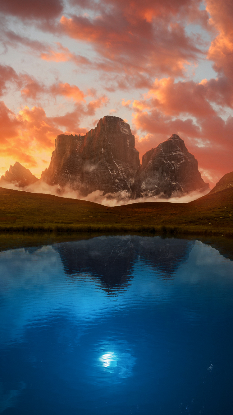 Water, Cloud, Mountain, Water Resources, Atmosphere. Wallpaper in 750x1334 Resolution
