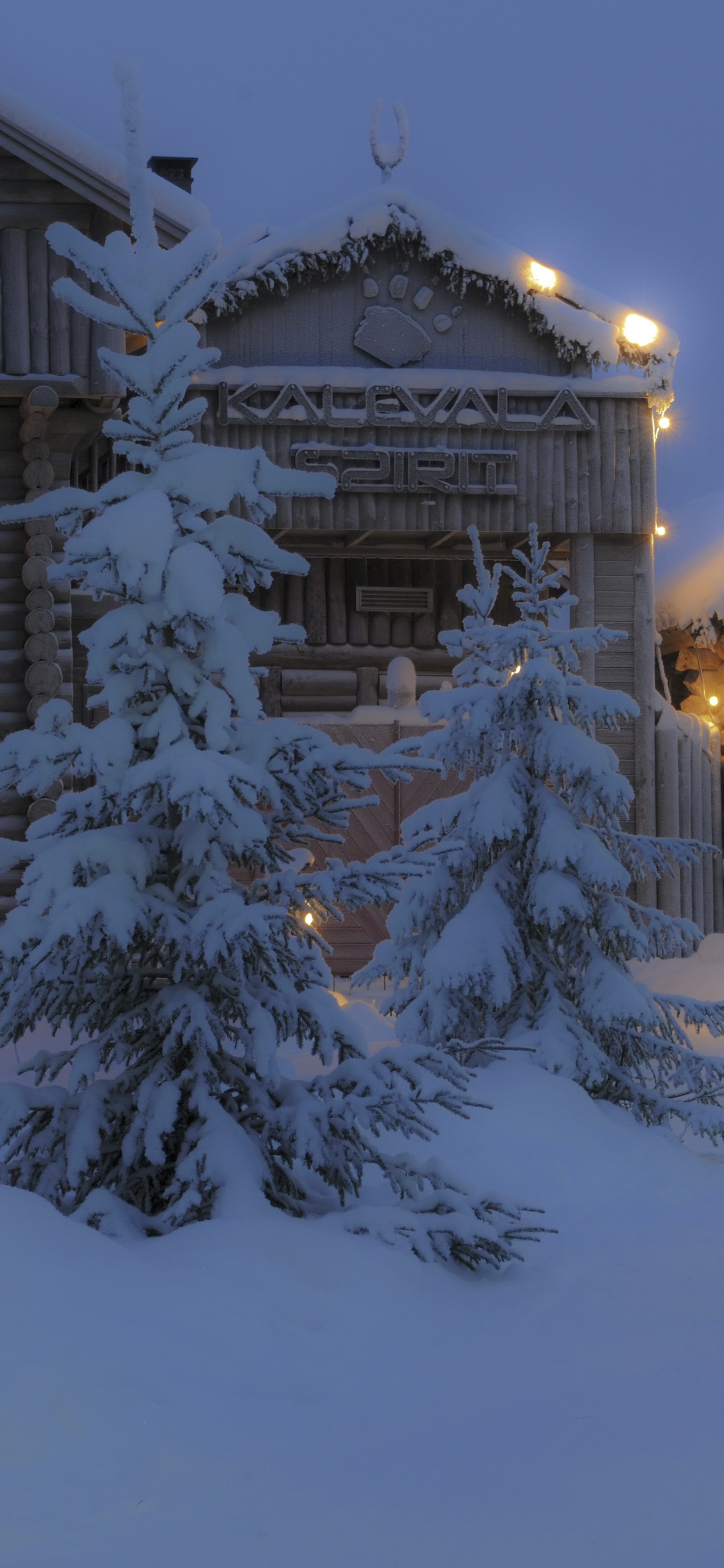 Casa de Madera Marrón Cubierta de Nieve Durante la Noche. Wallpaper in 1242x2688 Resolution