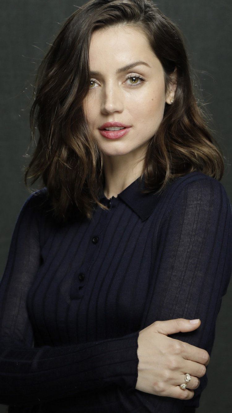Ana de Armas, Face, Neck, Sleeve, Gesture. Wallpaper in 750x1334 Resolution