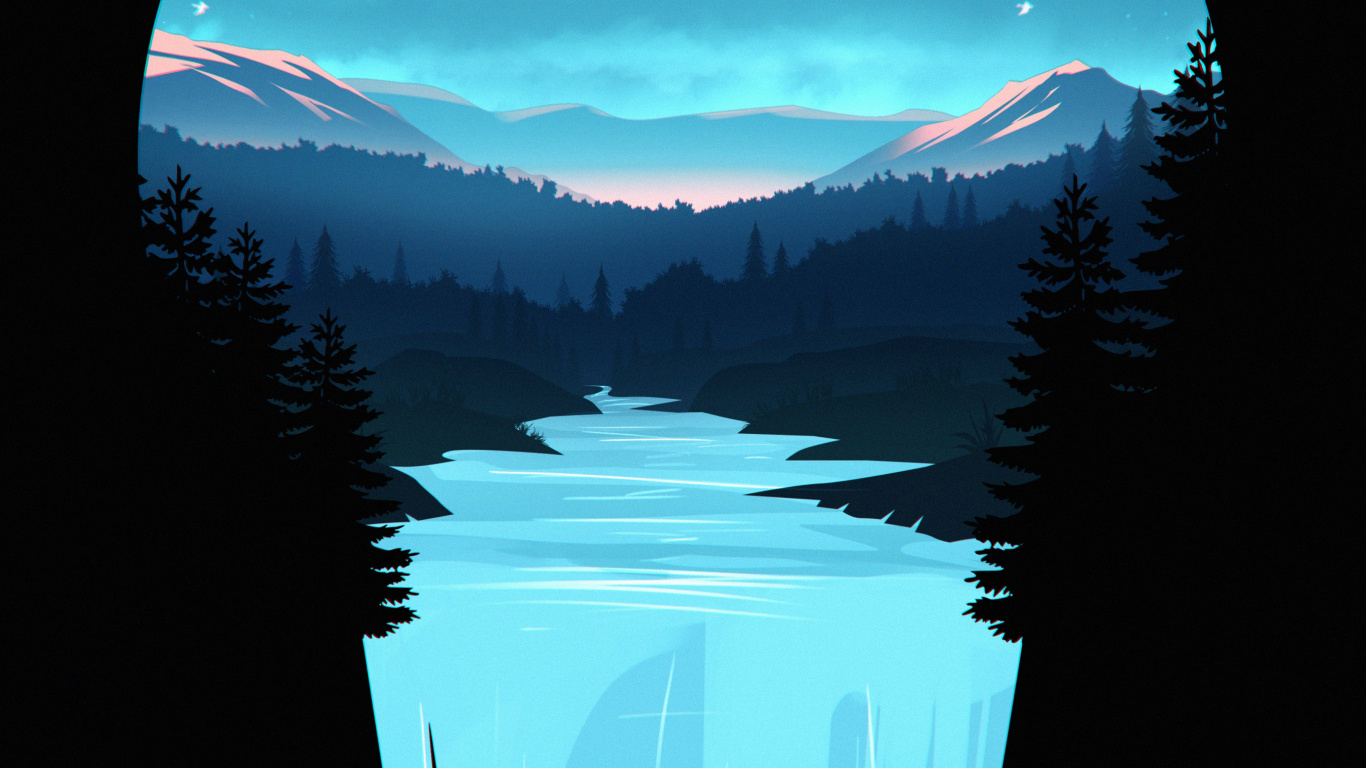 Minimalist Waterfall, Waterfall, Niagara Falls, Plant, Atmosphere. Wallpaper in 1366x768 Resolution