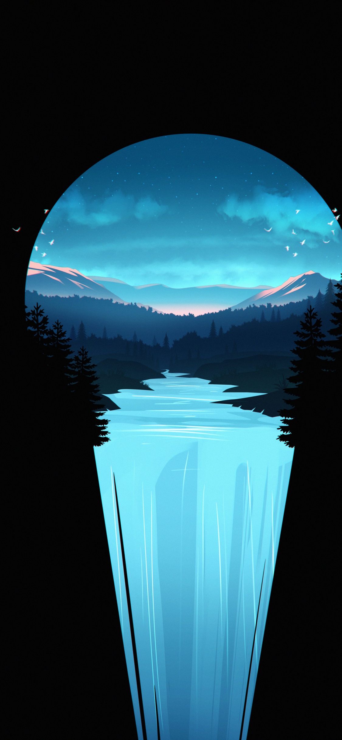 Minimalistischer Wasserfall, Wasserfall, Niagara Falls, Atmosphäre, Wasser. Wallpaper in 1125x2436 Resolution