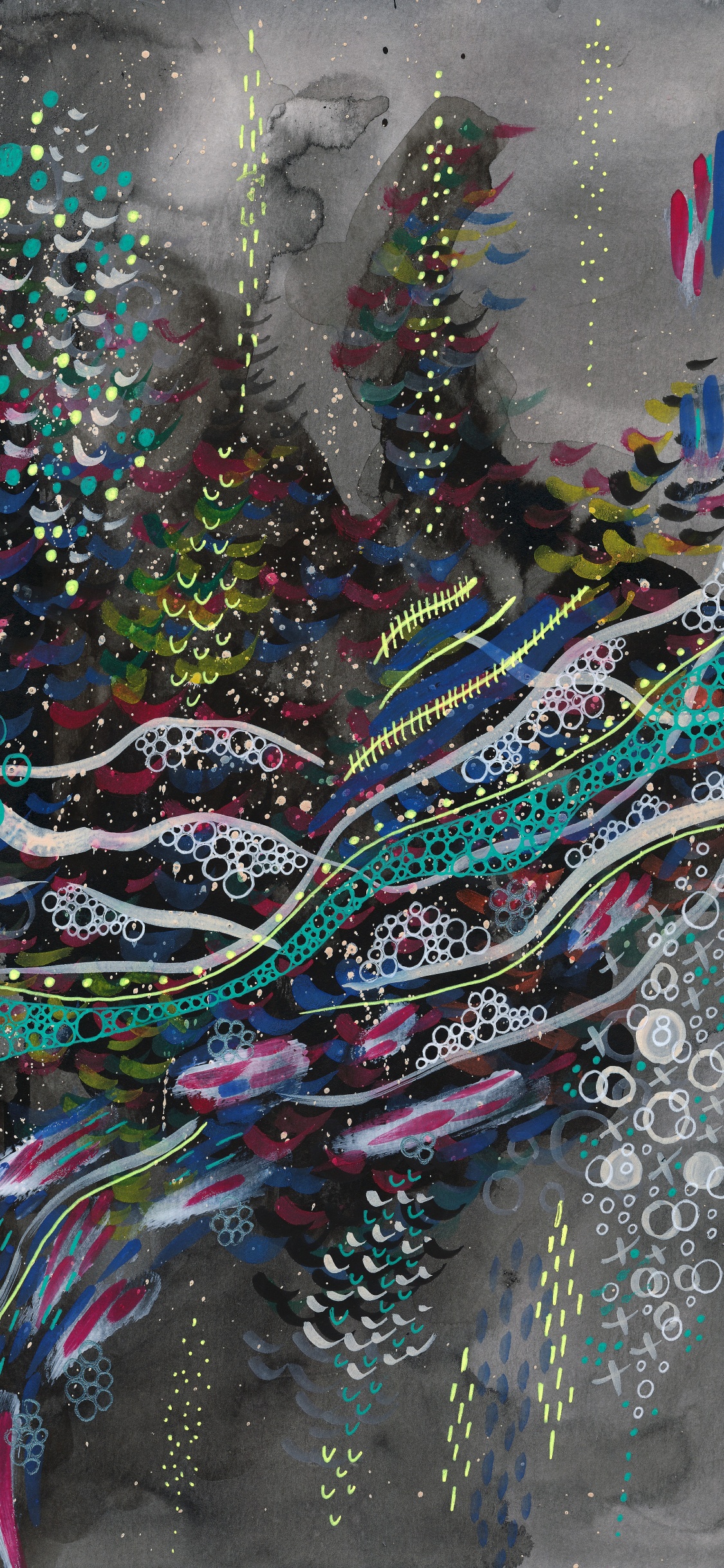 Pintura Abstracta Azul Verde y Blanca. Wallpaper in 1125x2436 Resolution