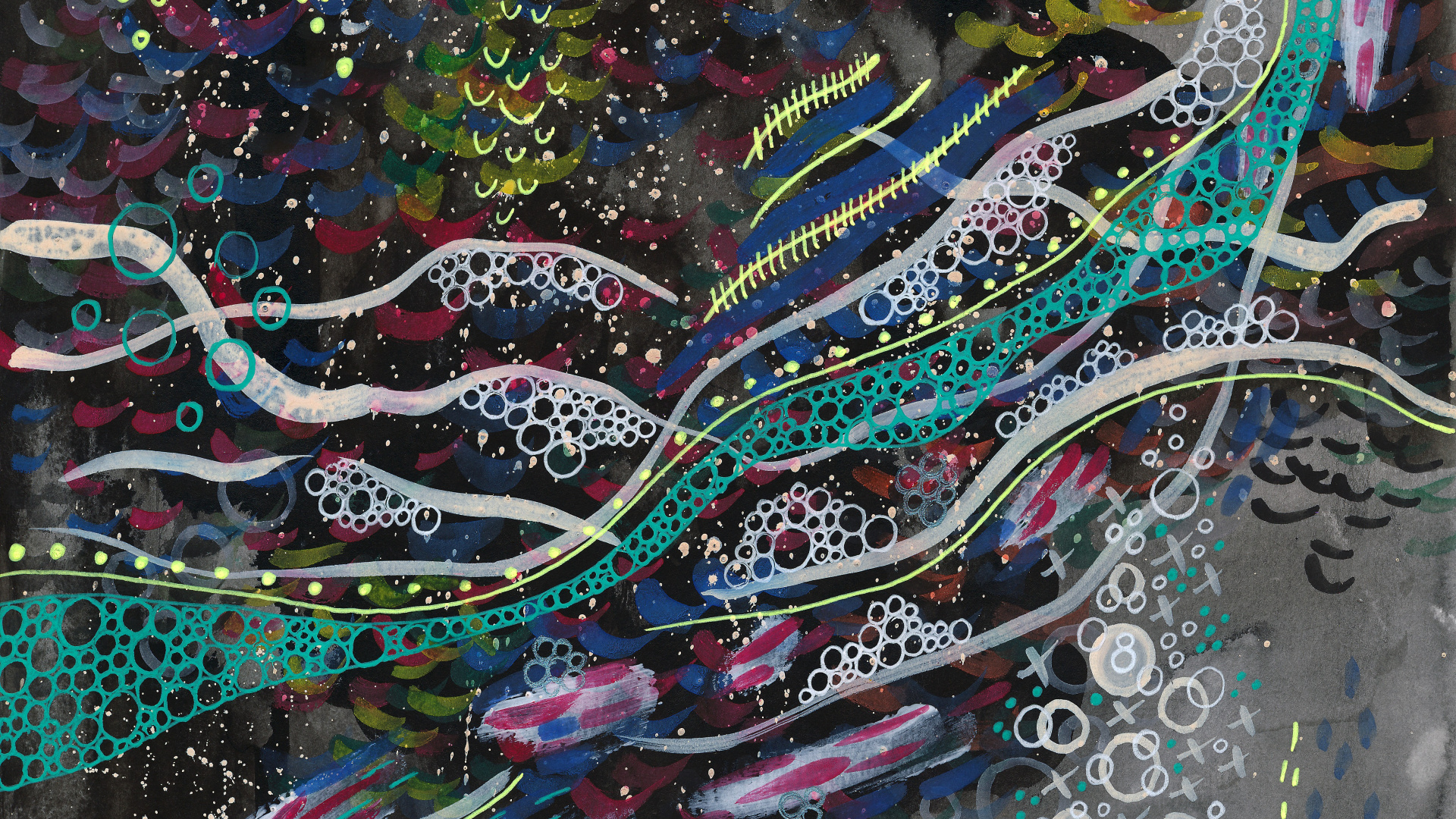 Pintura Abstracta Azul Verde y Blanca. Wallpaper in 1920x1080 Resolution