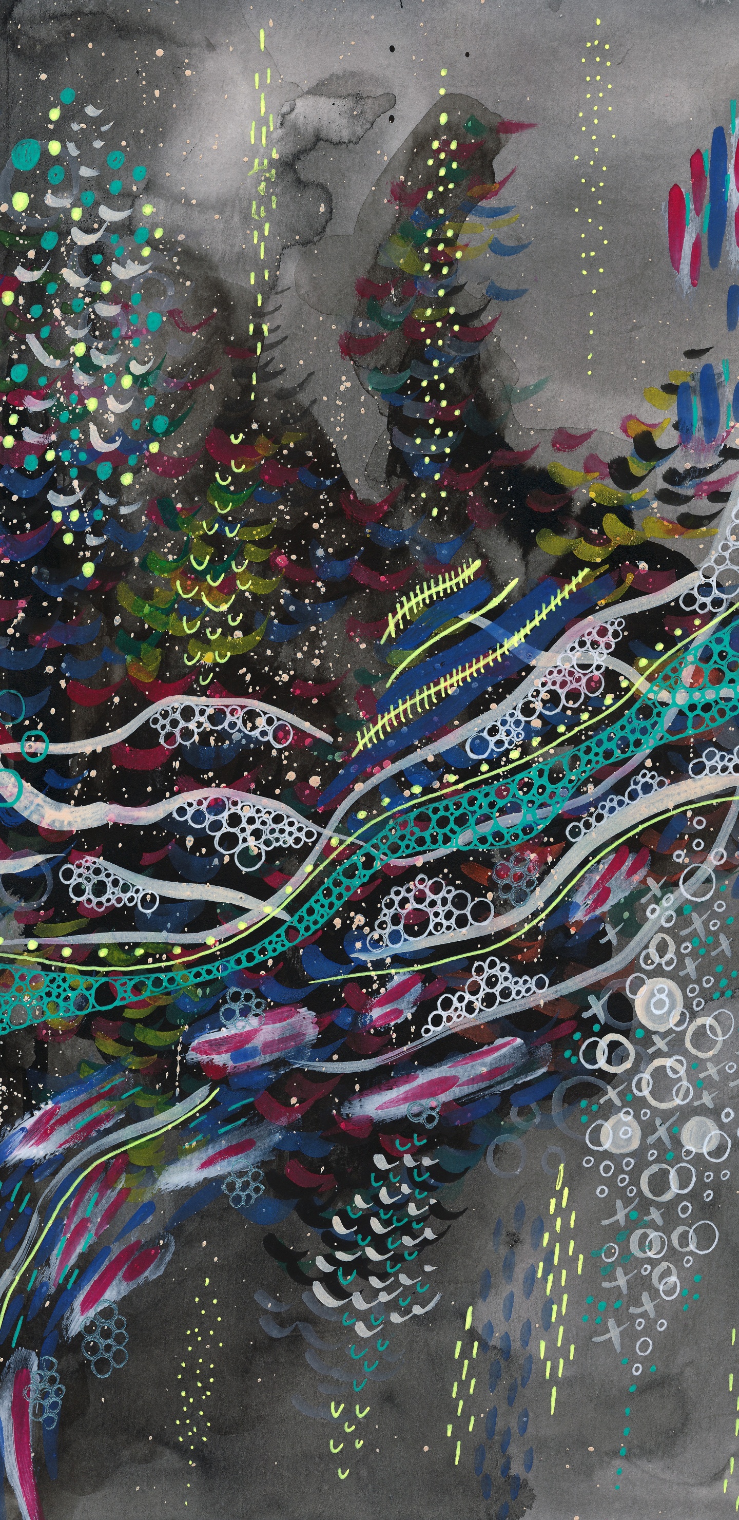 Peinture Abstraite Bleu Vert et Blanc. Wallpaper in 1440x2960 Resolution