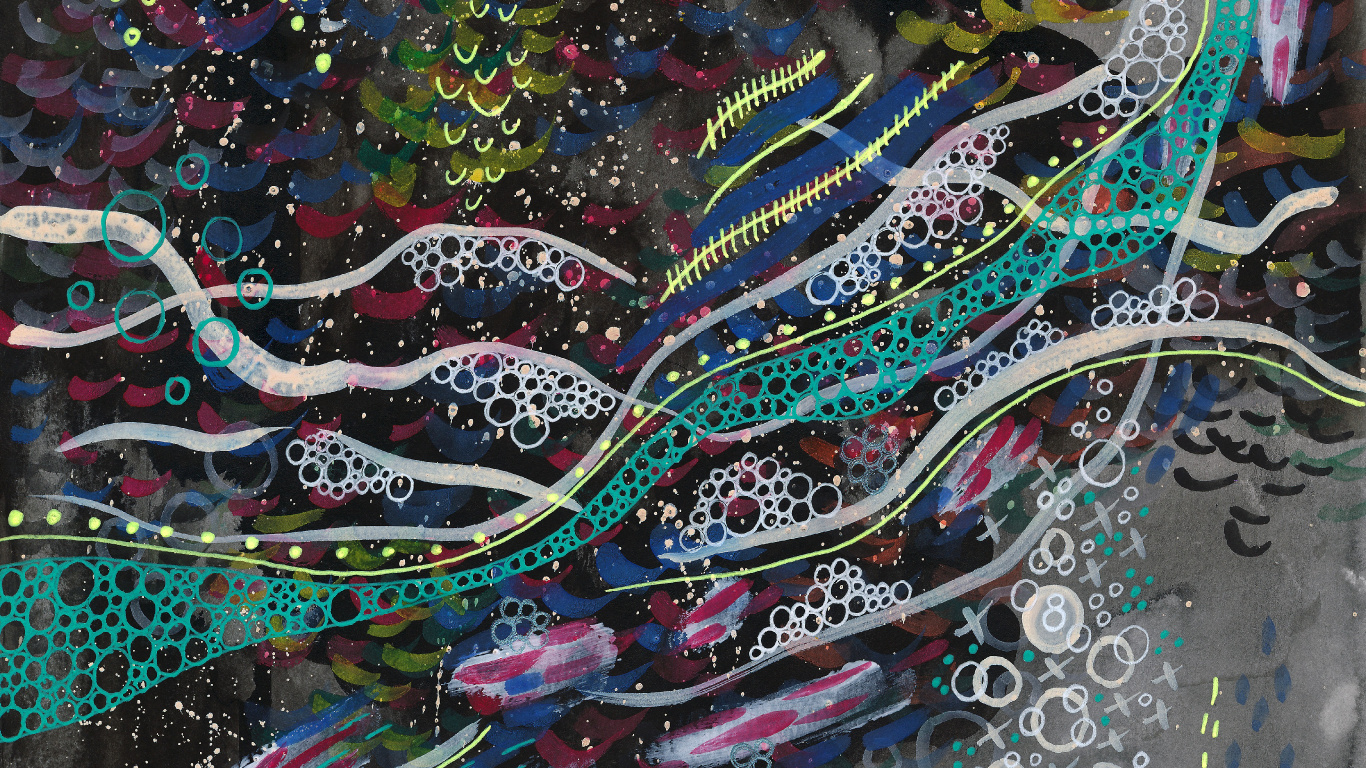 Blue Green and White Abstract Painting. Wallpaper in 1366x768 Resolution