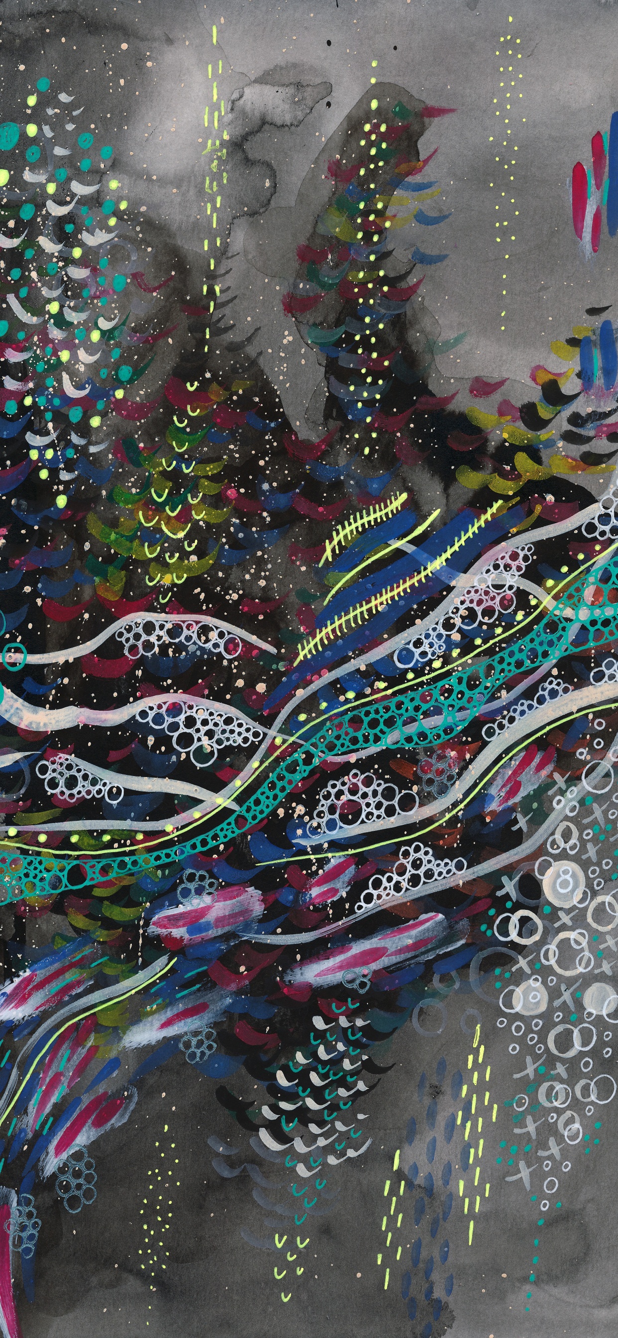 Blaugrüne Und Weiße Abstrakte Malerei. Wallpaper in 1242x2688 Resolution