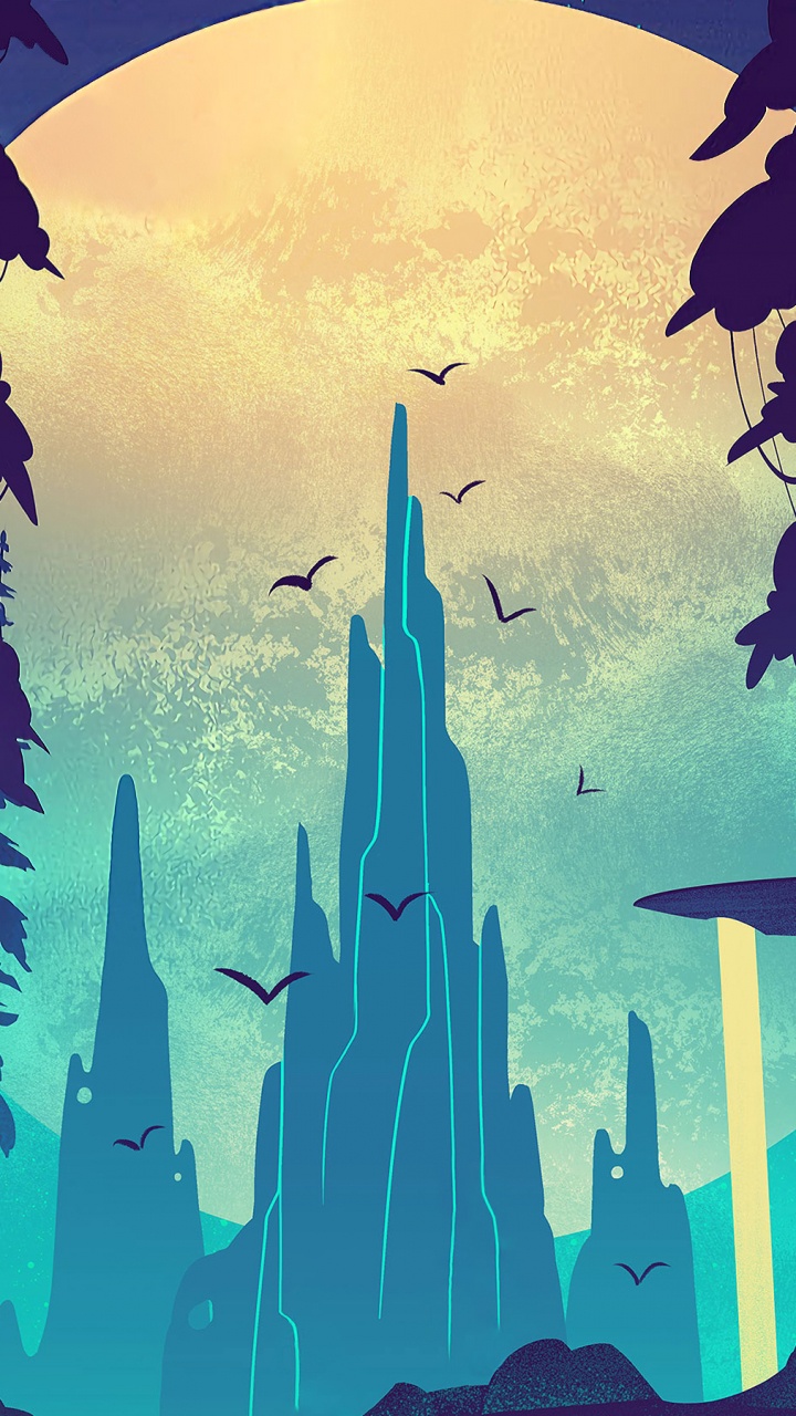 Green Trees With Blue Light. Wallpaper in 720x1280 Resolution