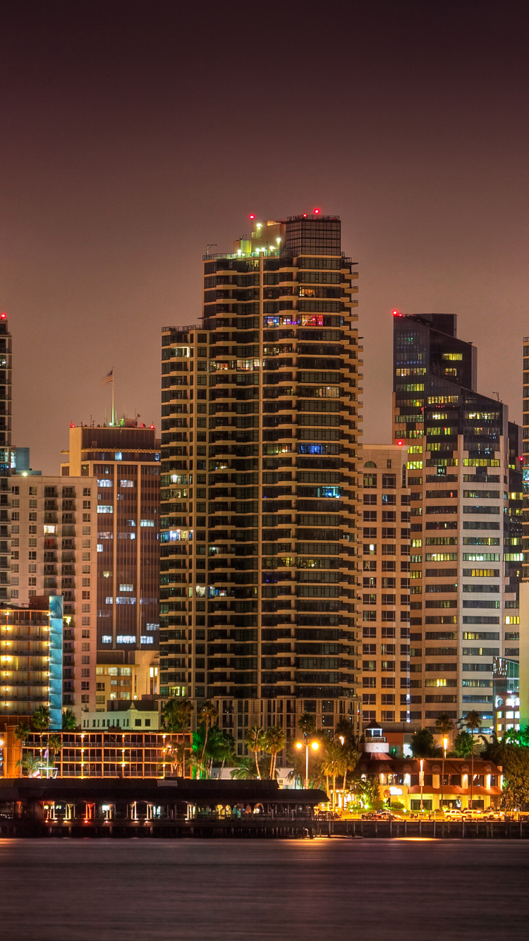 Skyline Der Stadt Bei Nacht Night. Wallpaper in 750x1334 Resolution