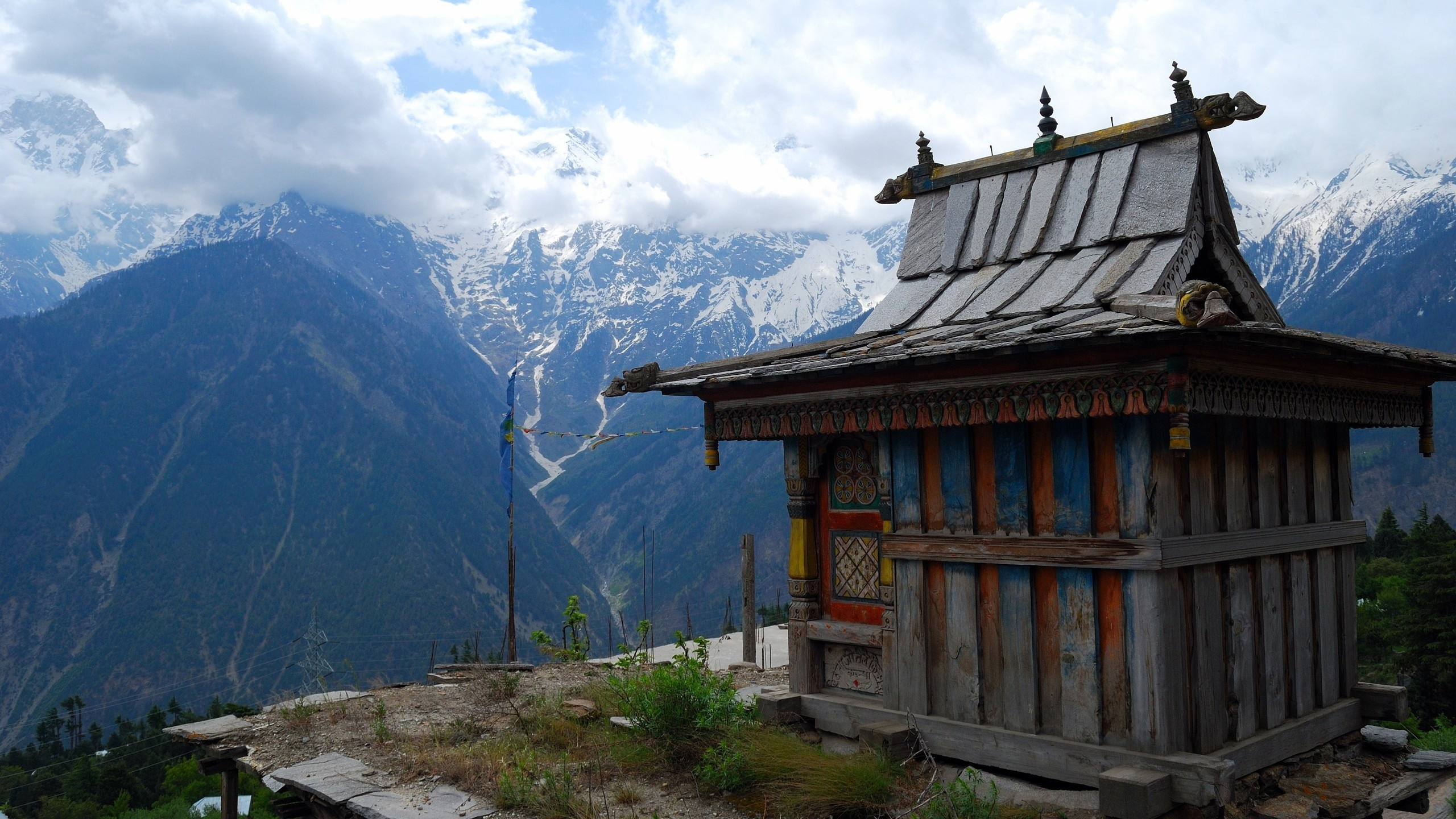 寺庙, 多山的地貌, 山脉, 山站, 阿尔卑斯山 壁纸 2560x1440 允许