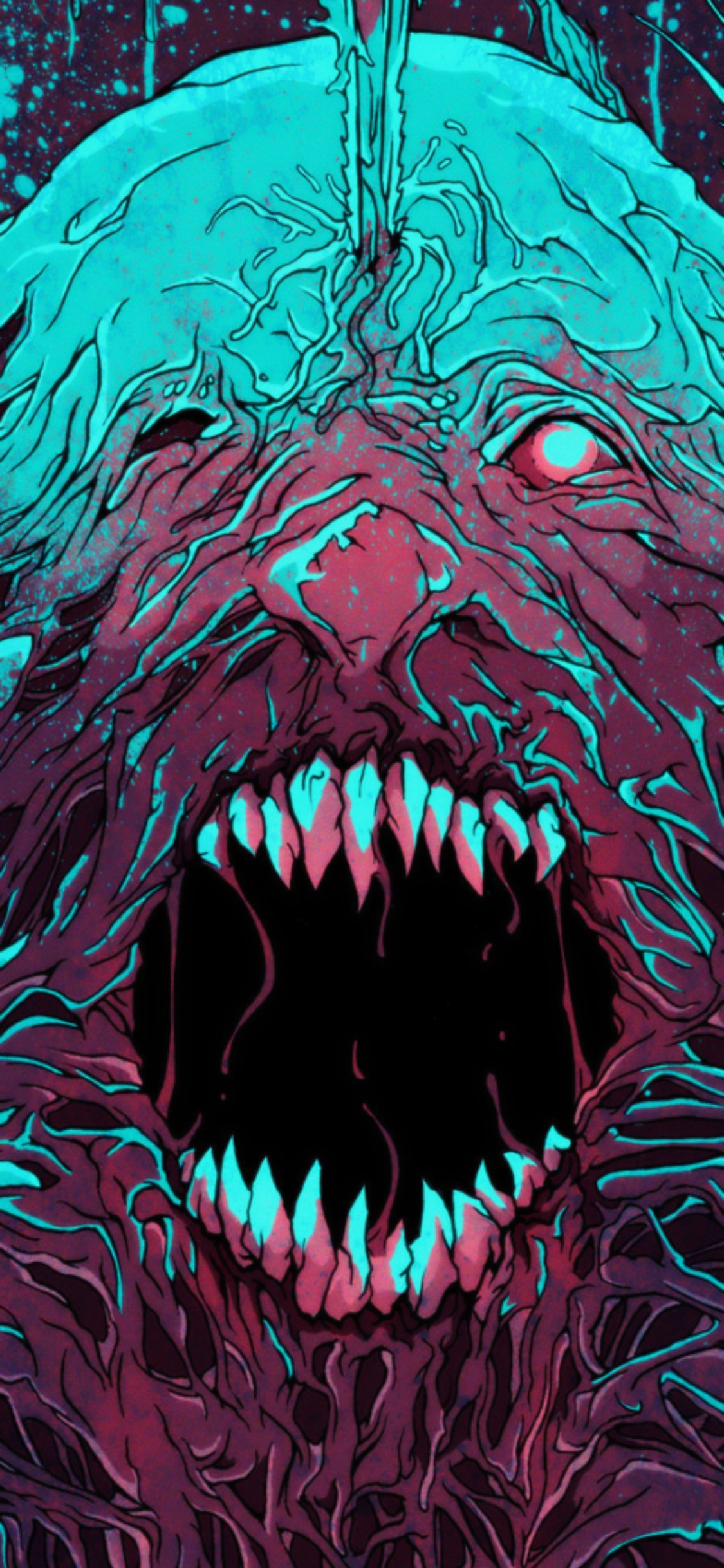 Arte Psicodélico, Cabeza, Boca, Rugido, Colmillo. Wallpaper in 1125x2436 Resolution