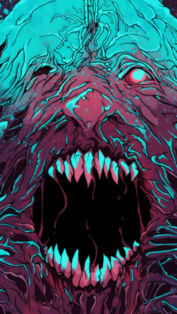 Psychedelic Art, Head, Mouth, Roar, Fang. Wallpaper in 720x1280 Resolution