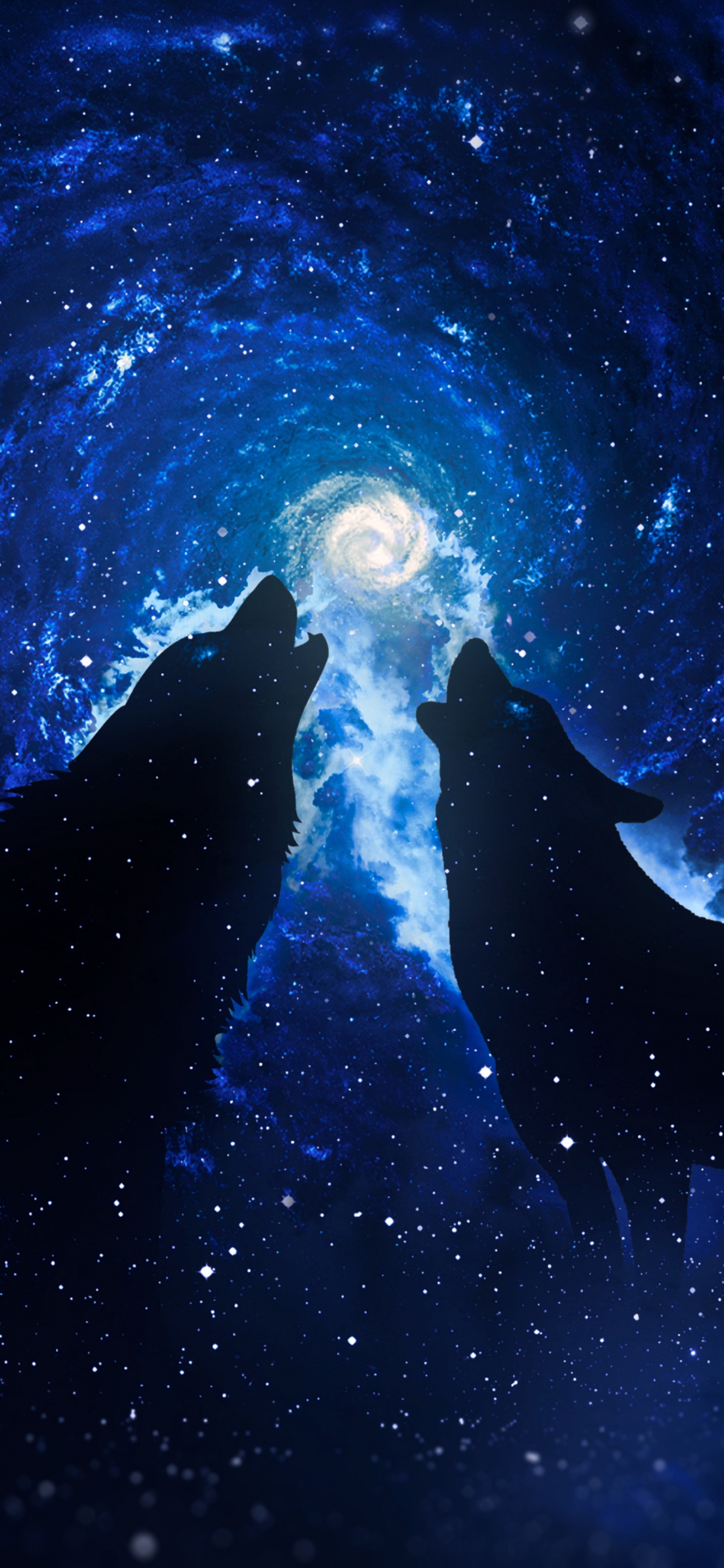 Blue and White Galaxy Illustration. Wallpaper in 1242x2688 Resolution