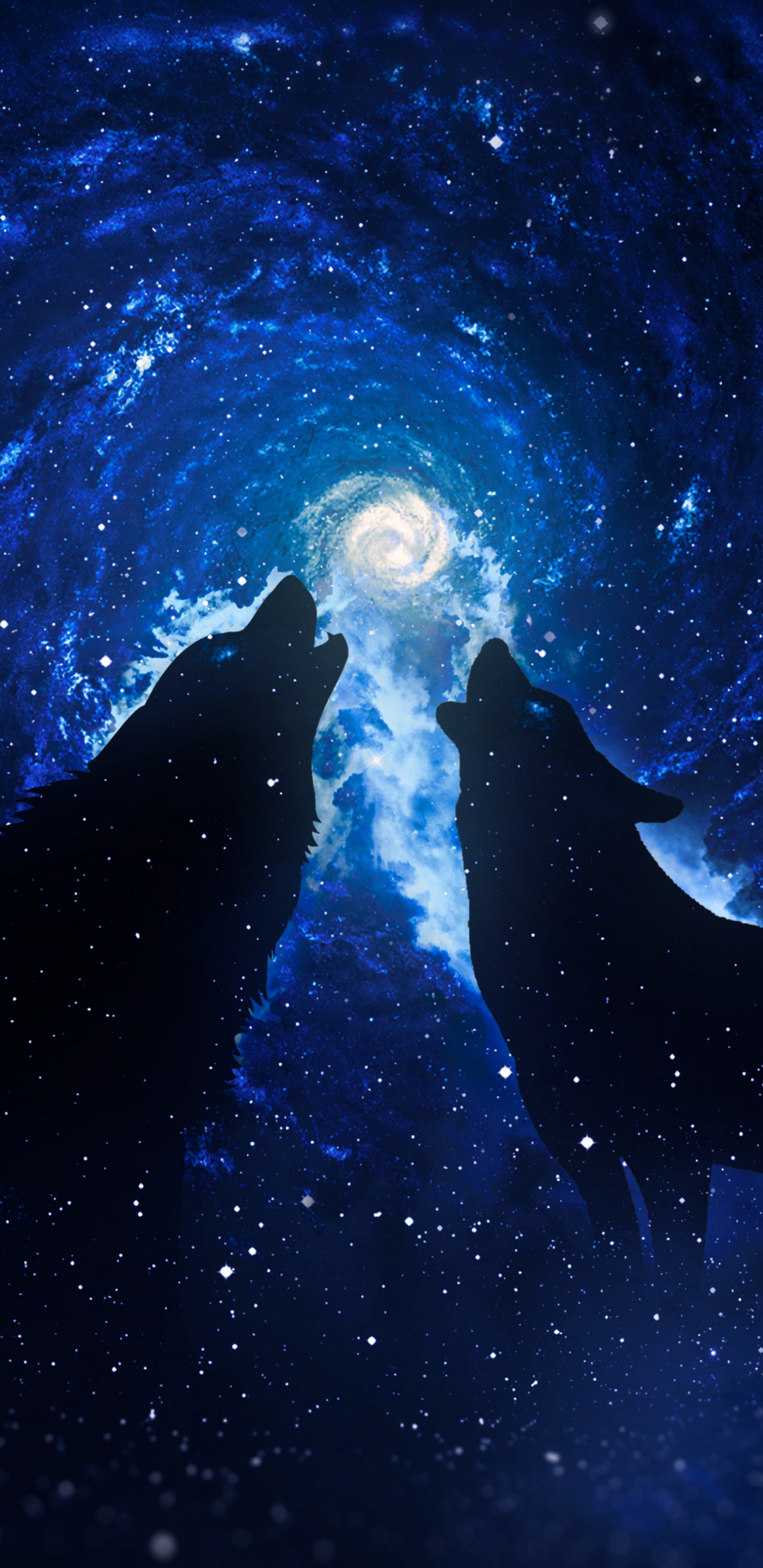 Ilustración de Galaxia Azul y Blanca. Wallpaper in 1440x2960 Resolution