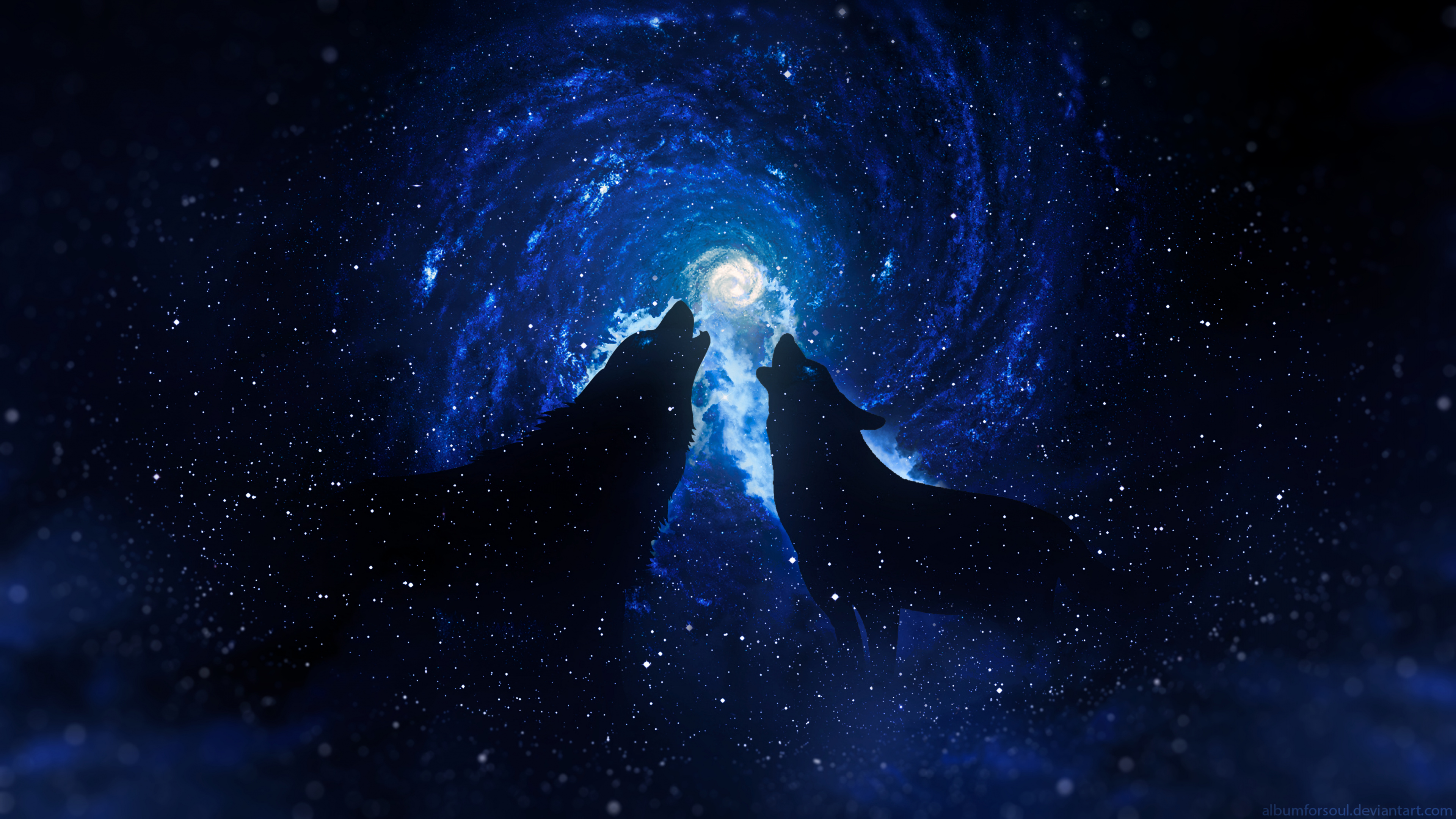 Ilustración de Galaxia Azul y Blanca. Wallpaper in 3840x2160 Resolution