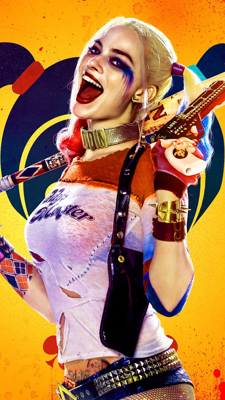 Harley Quinn am Besten, Margot Robbie, Harley Quinn, Joker, Lächeln. Wallpaper in 720x1280 Resolution