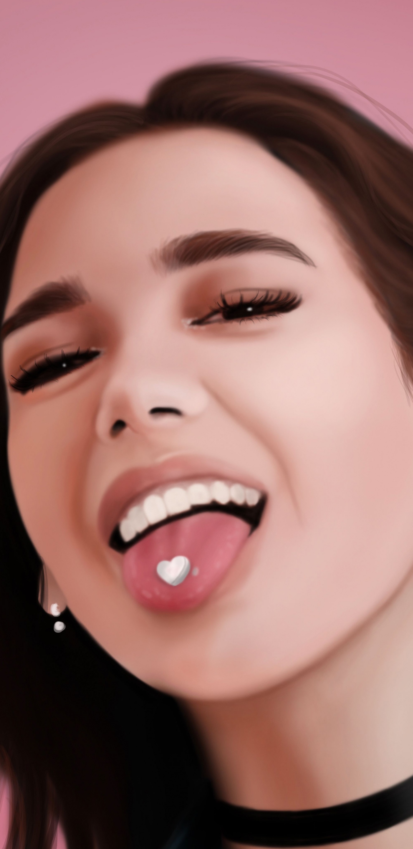 Dua Lipa, Drawing, Face, Hair, Facial Expression. Wallpaper in 1440x2960 Resolution