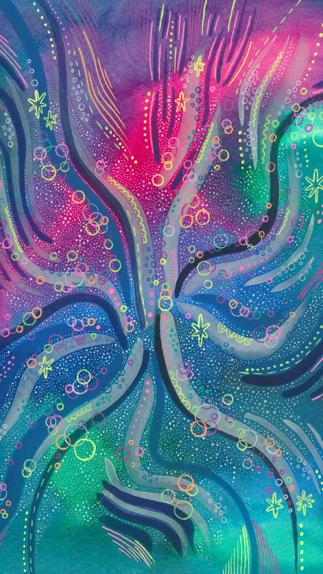 Purple and Blue Abstract Painting. Wallpaper in 1080x1920 Resolution