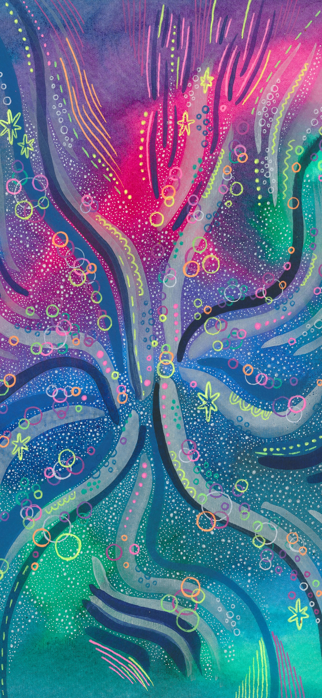 Peinture Abstraite Violette et Bleue. Wallpaper in 1125x2436 Resolution