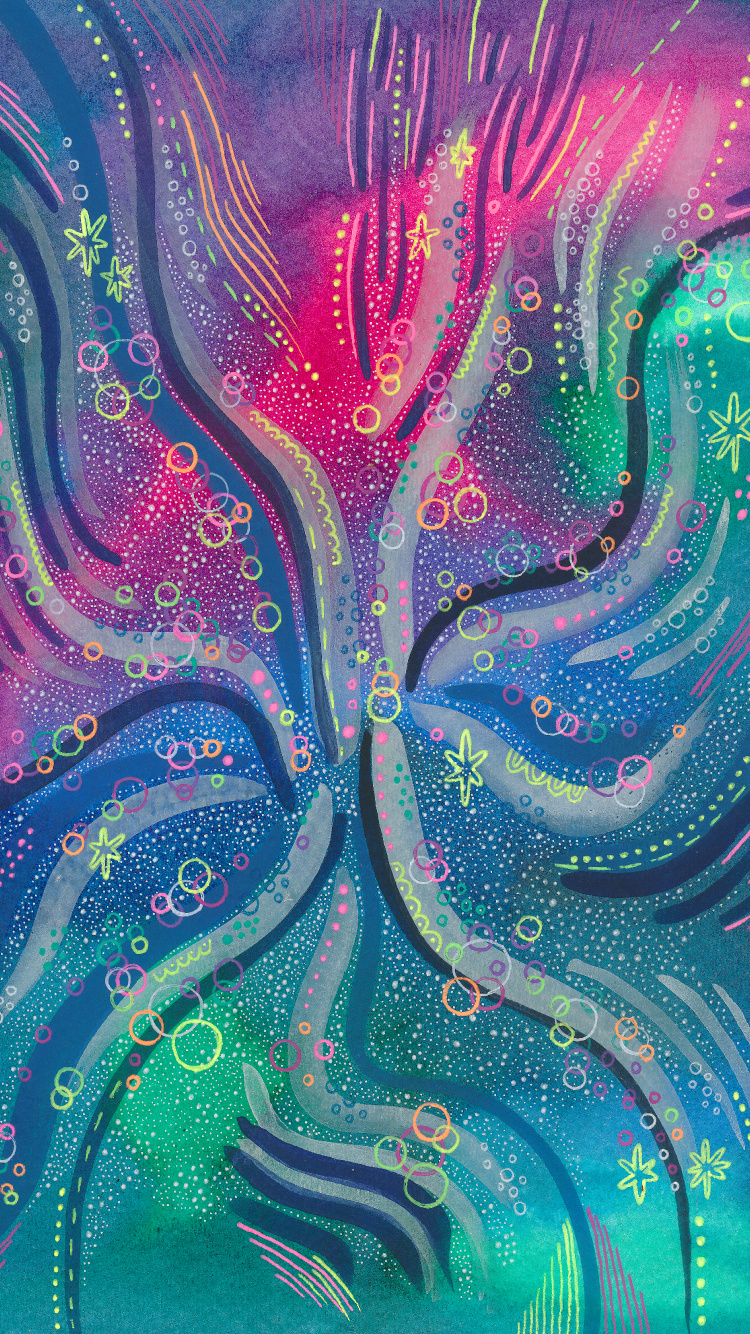 Peinture Abstraite Violette et Bleue. Wallpaper in 750x1334 Resolution