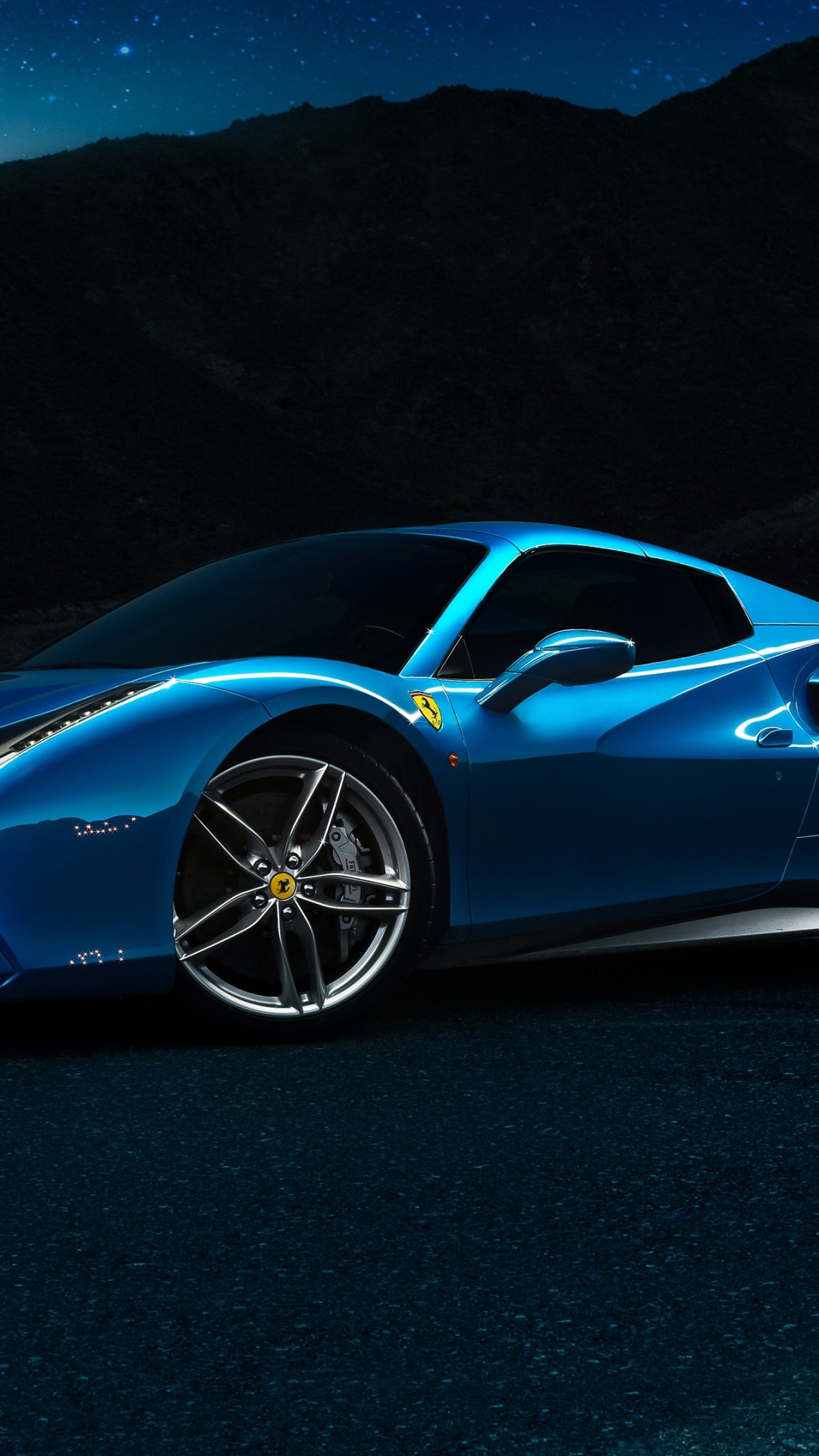 Blauer Ferrari in Der Nacht, Car, Ferrari SF90 Stradale, Ferrari 488 Spur Spinne, Ferrari. Wallpaper in 1080x1920 Resolution