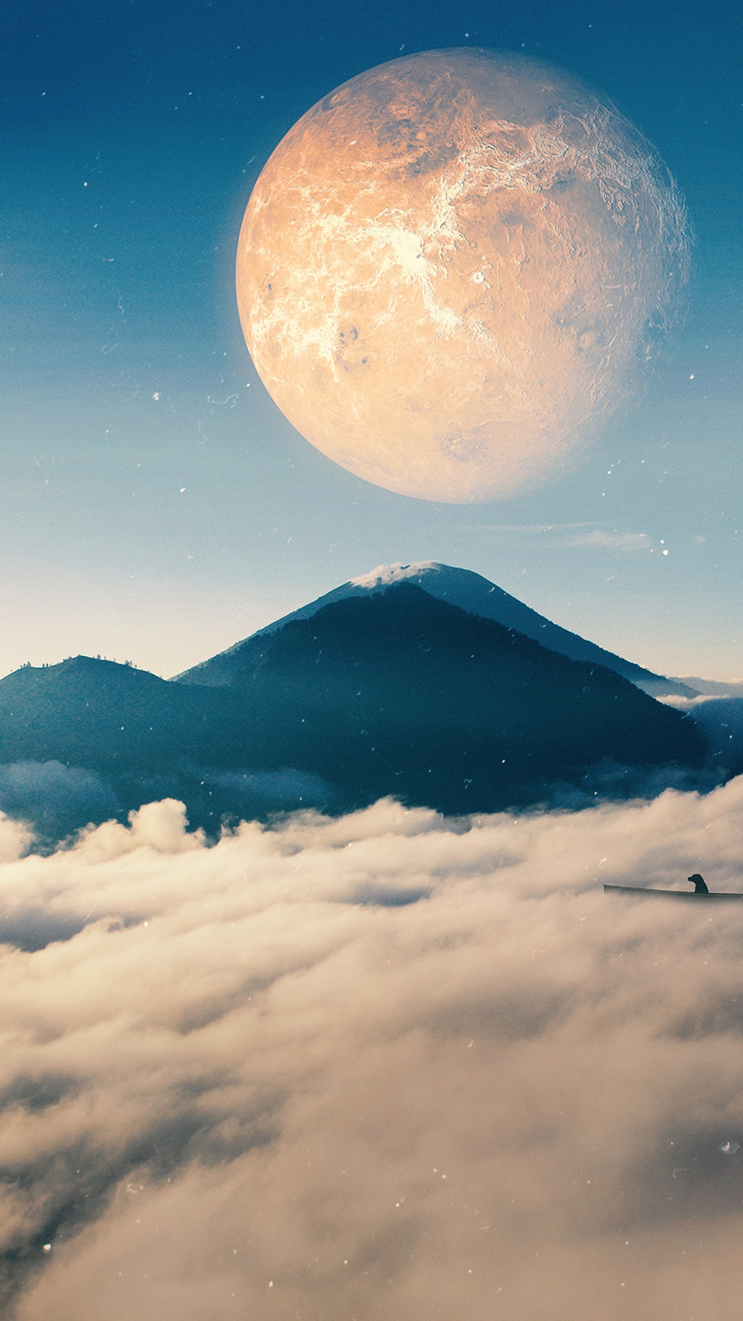 Pleine Lune Sur Les Montagnes. Wallpaper in 1080x1920 Resolution