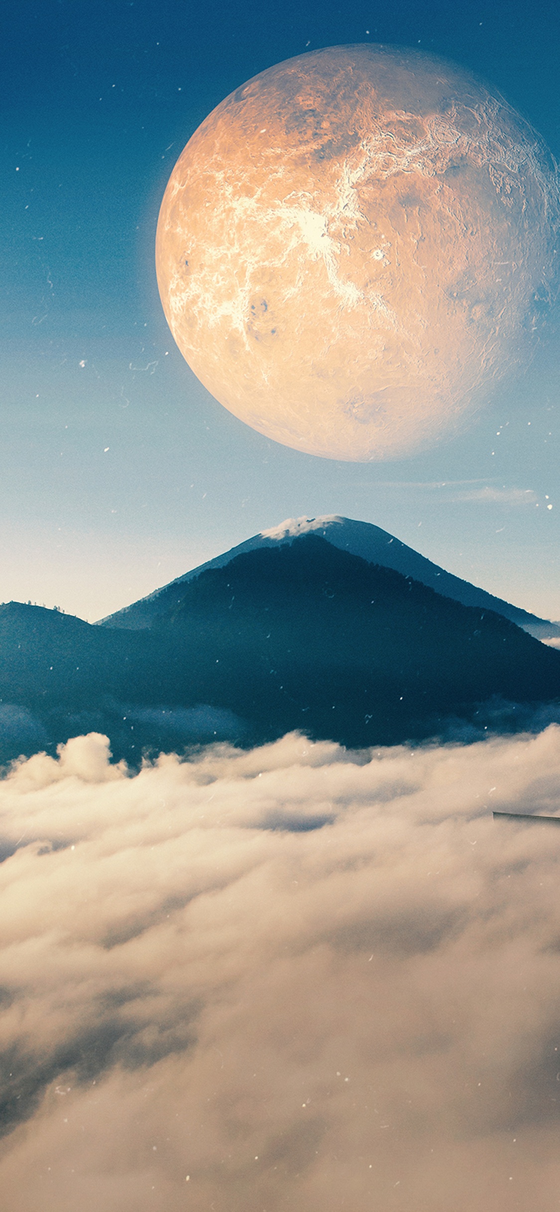 Pleine Lune Sur Les Montagnes. Wallpaper in 1125x2436 Resolution