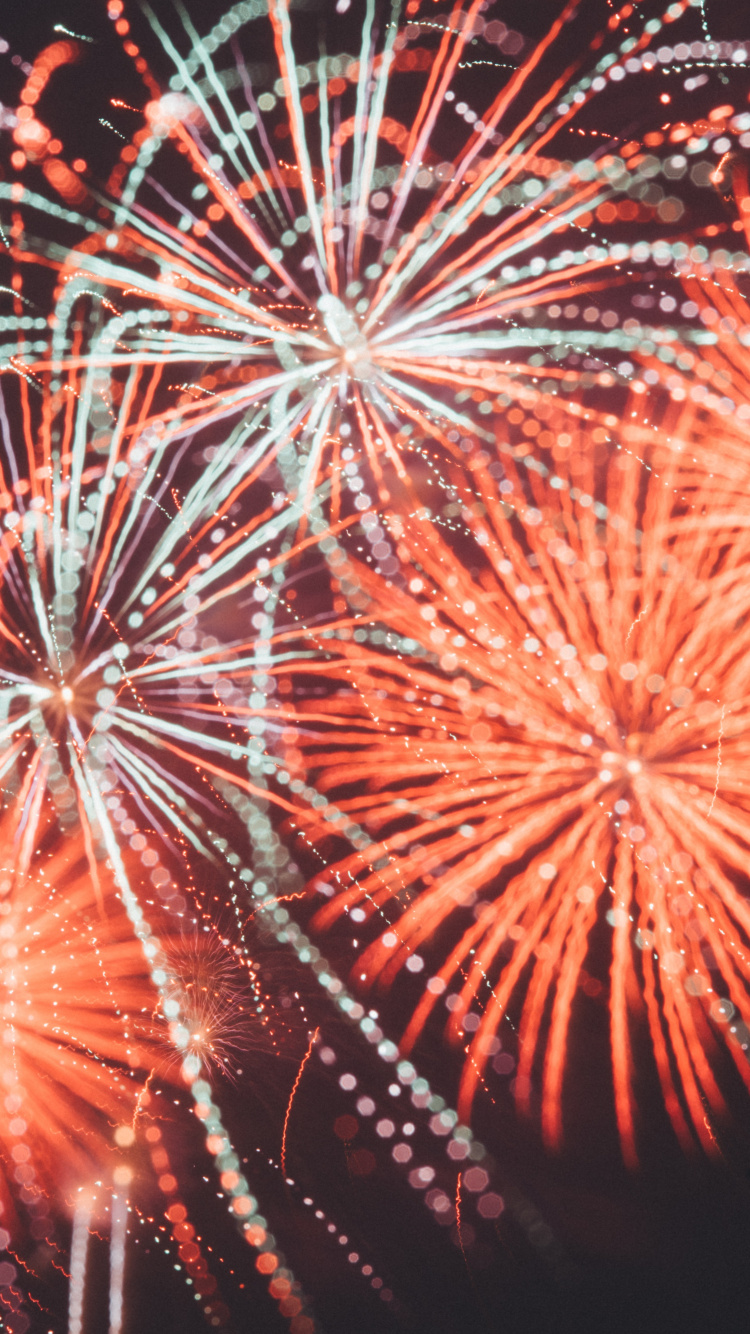 Fireworks, Independence Day, New Years Day, Nature, Red. Wallpaper in 750x1334 Resolution