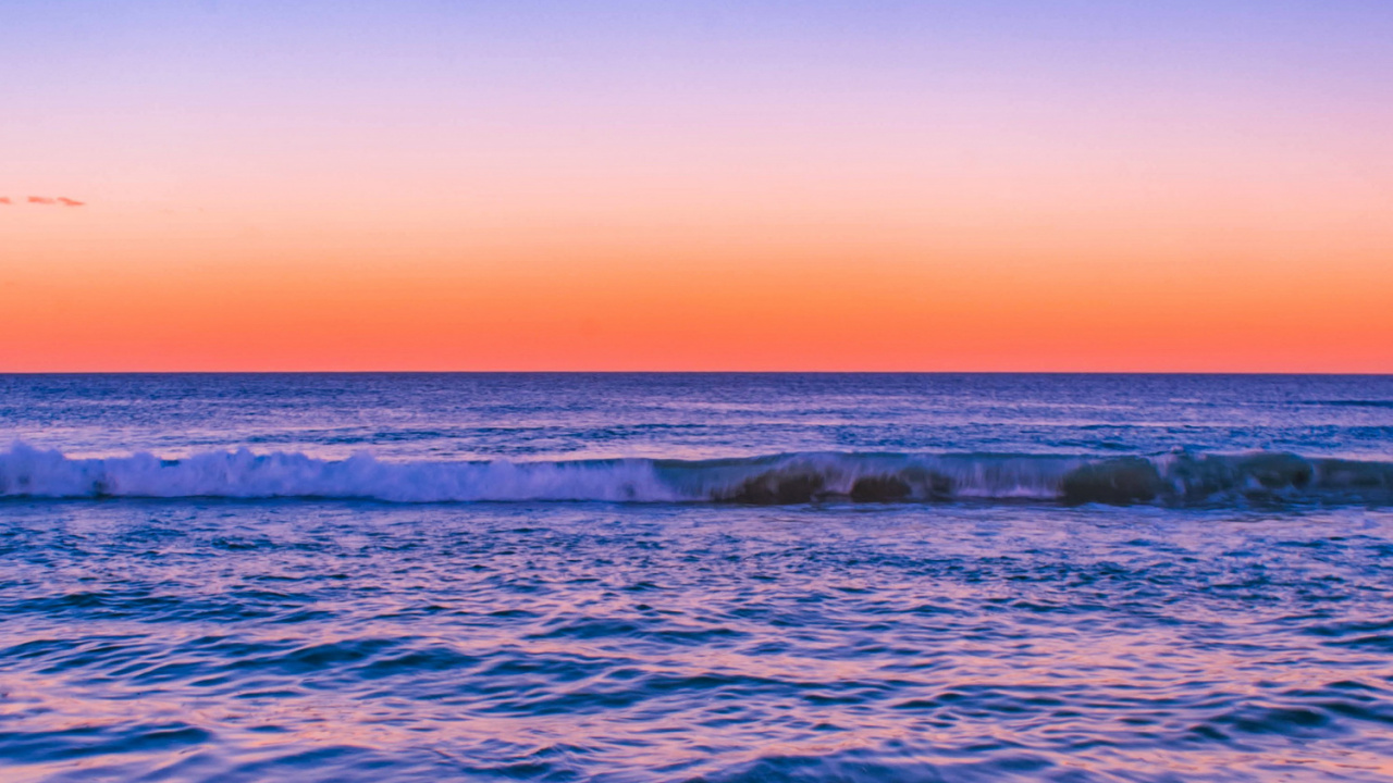 Sunset, Sea, Beach, Coast, Horizon. Wallpaper in 1280x720 Resolution