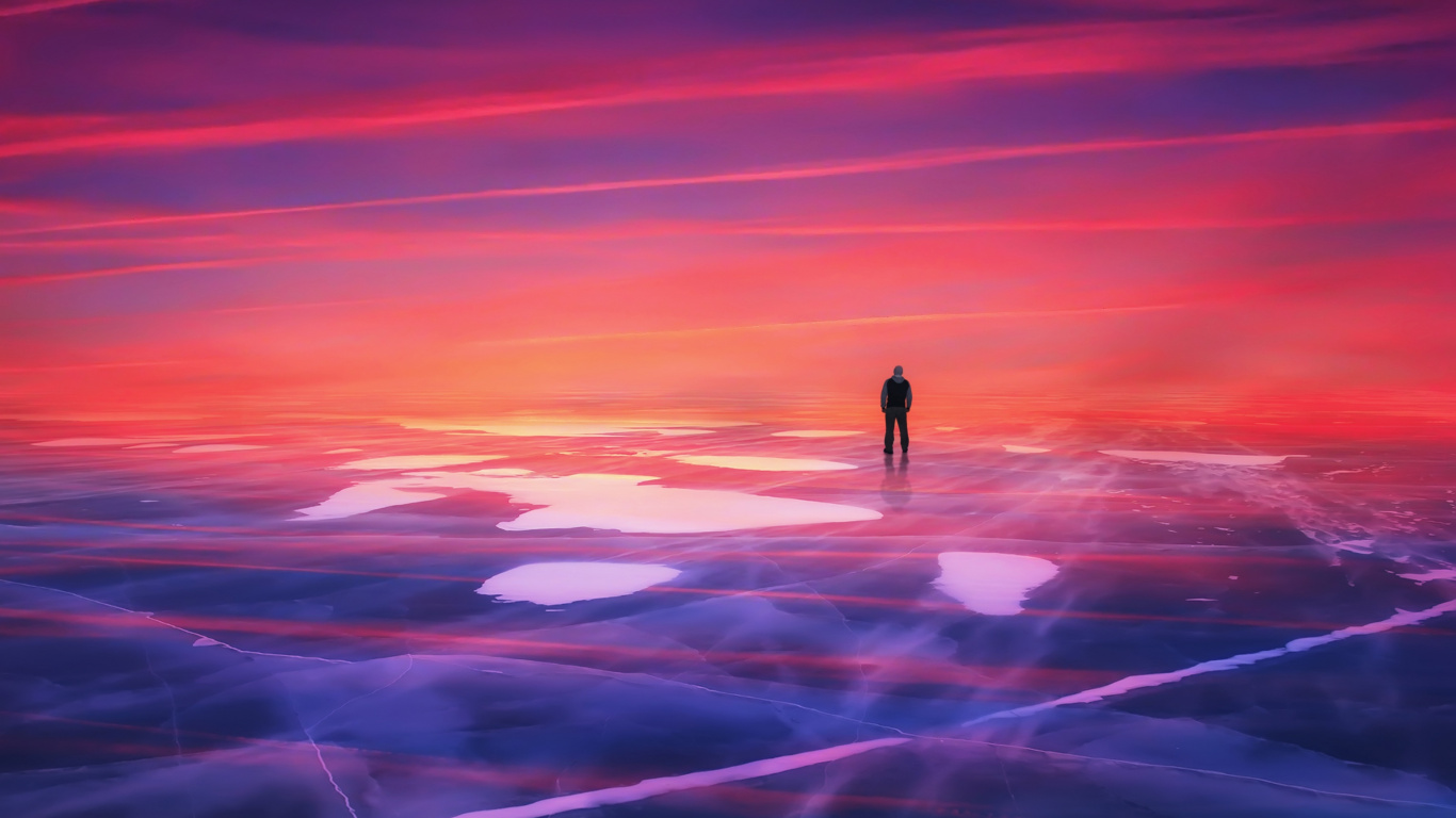 Horizon, Purple, Red, Atmosphère, Afterglow. Wallpaper in 1366x768 Resolution