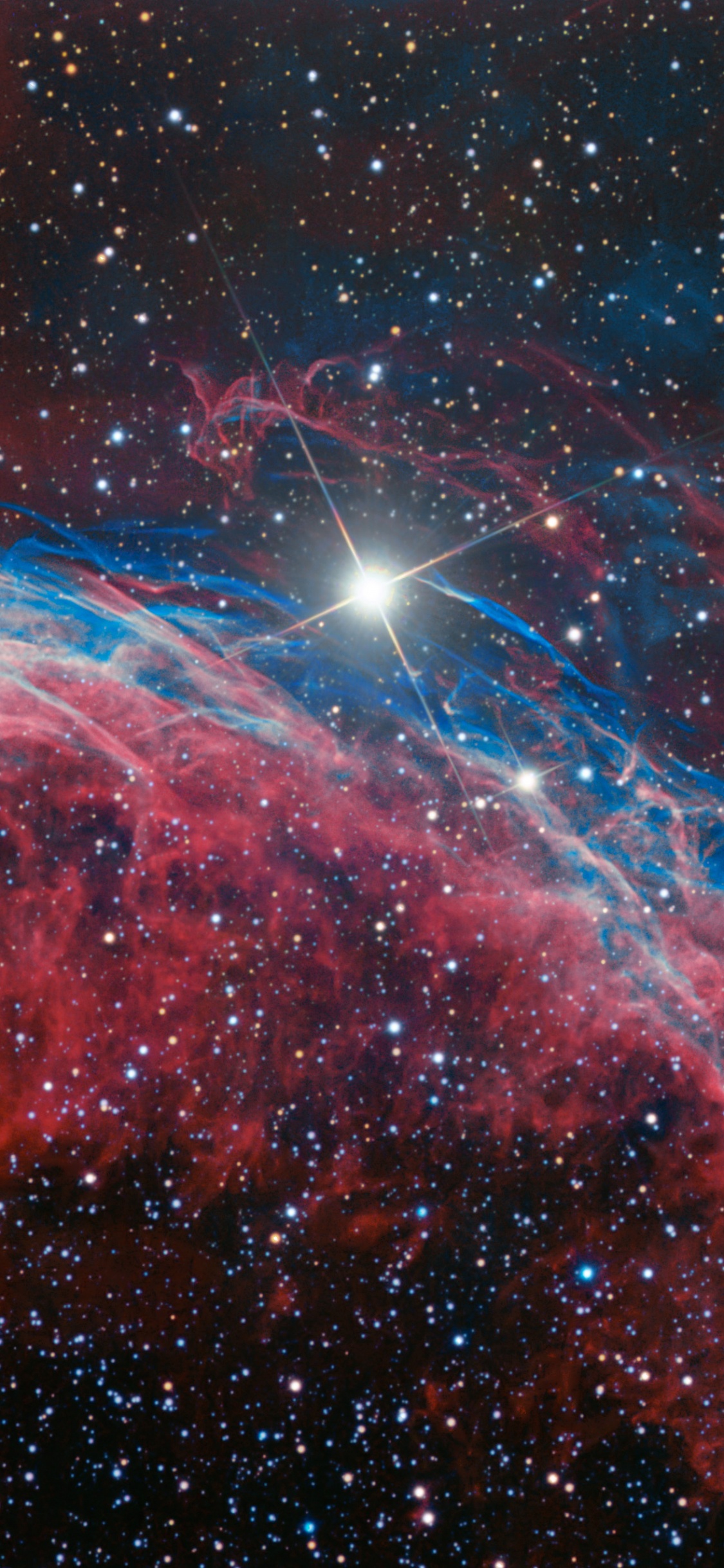 Blue and Red Galaxy Illustration. Wallpaper in 1125x2436 Resolution