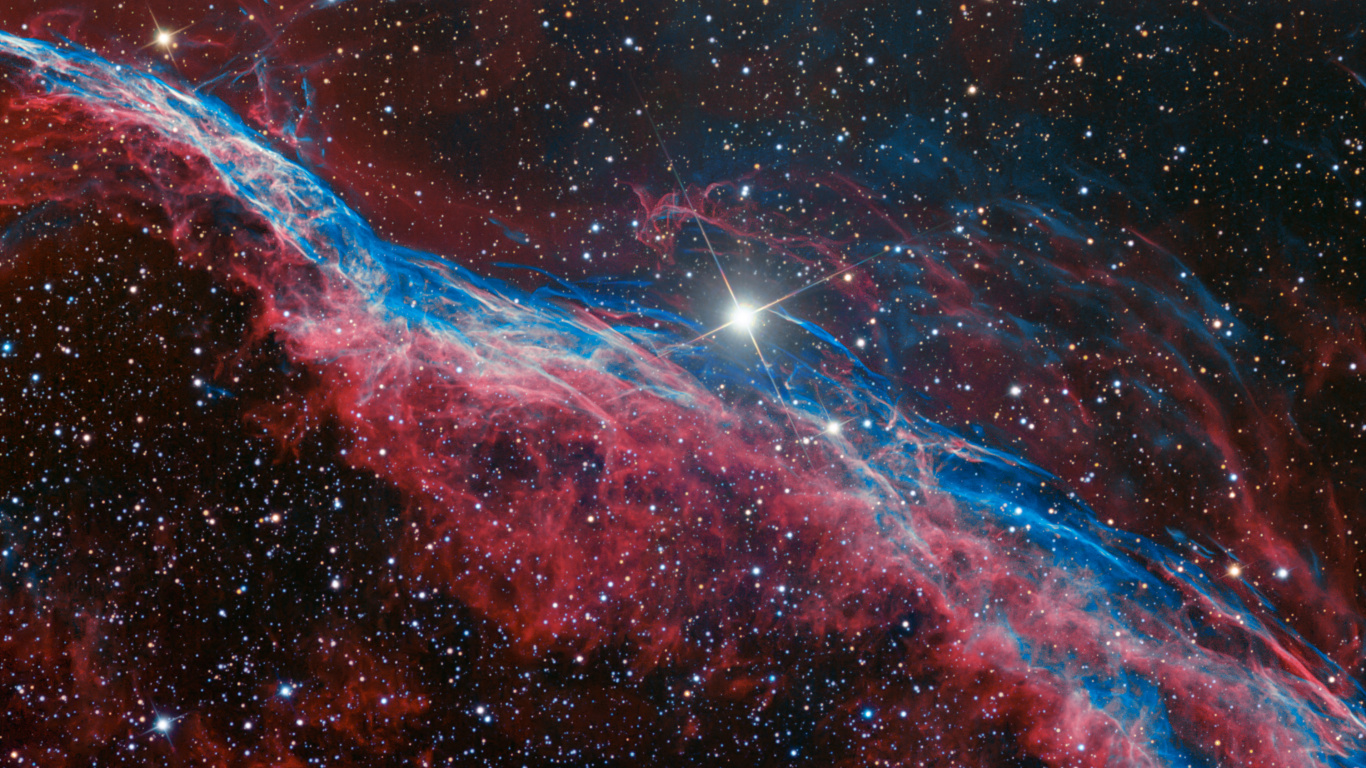 Blue and Red Galaxy Illustration. Wallpaper in 1366x768 Resolution
