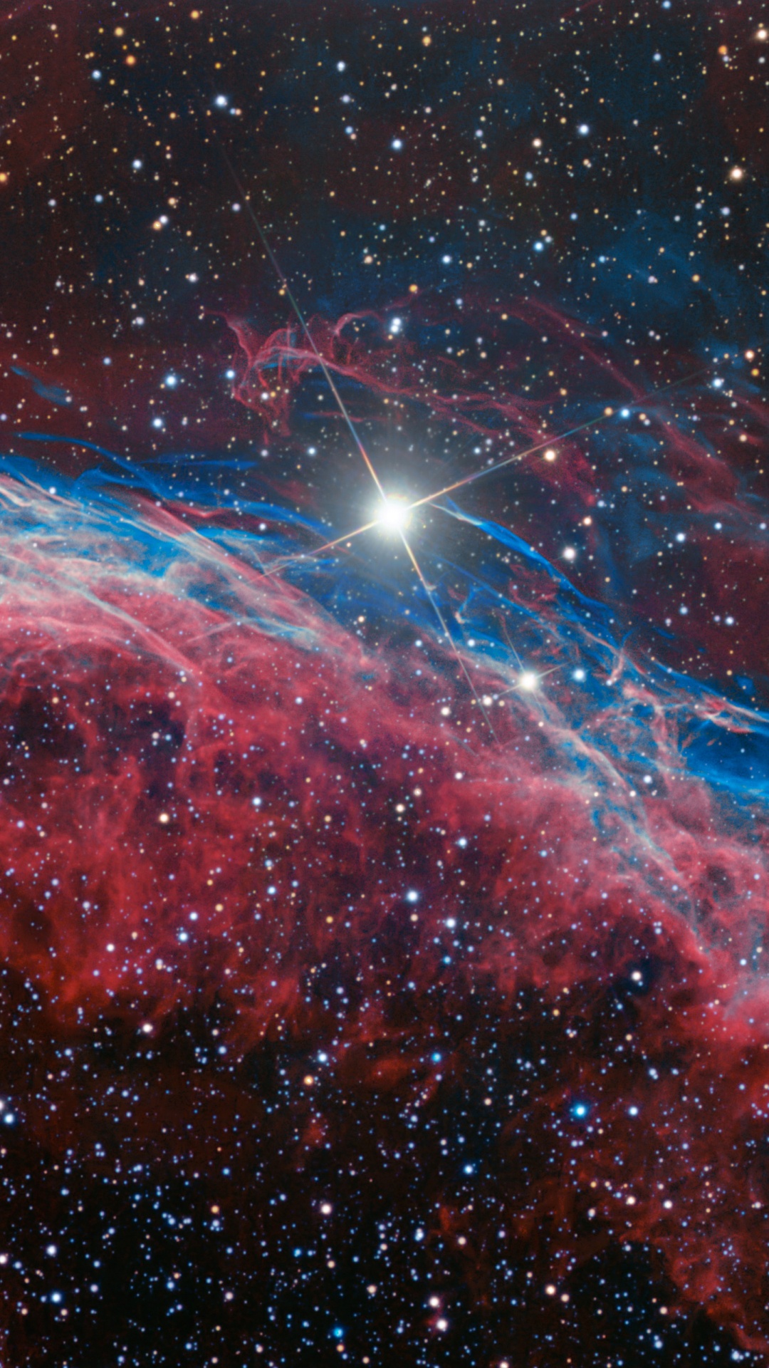 Blaue Und Rote Galaxieillustration. Wallpaper in 1080x1920 Resolution